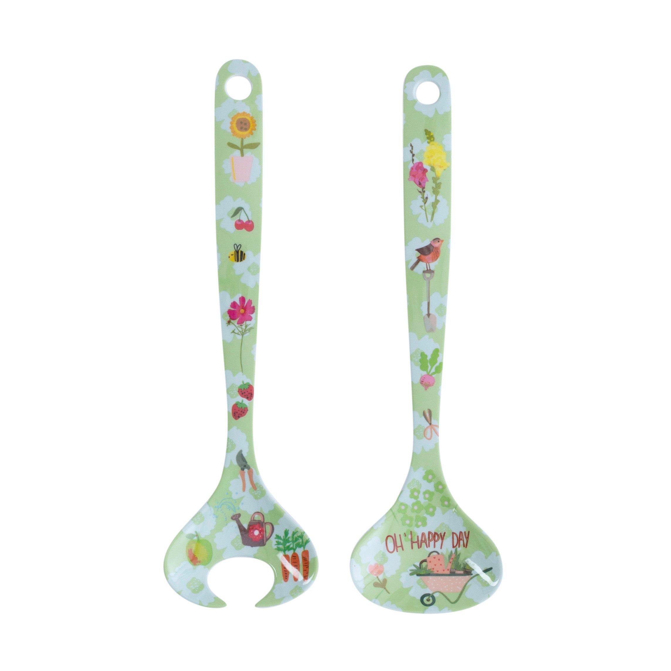 Overbeck And Friends Наборы для салата Oh Happy Day (Melamin, 2-tlg., ca. 26,5 x 7,3 x 2,2 cm), Servierbesteck, langlebig, leicht, robust