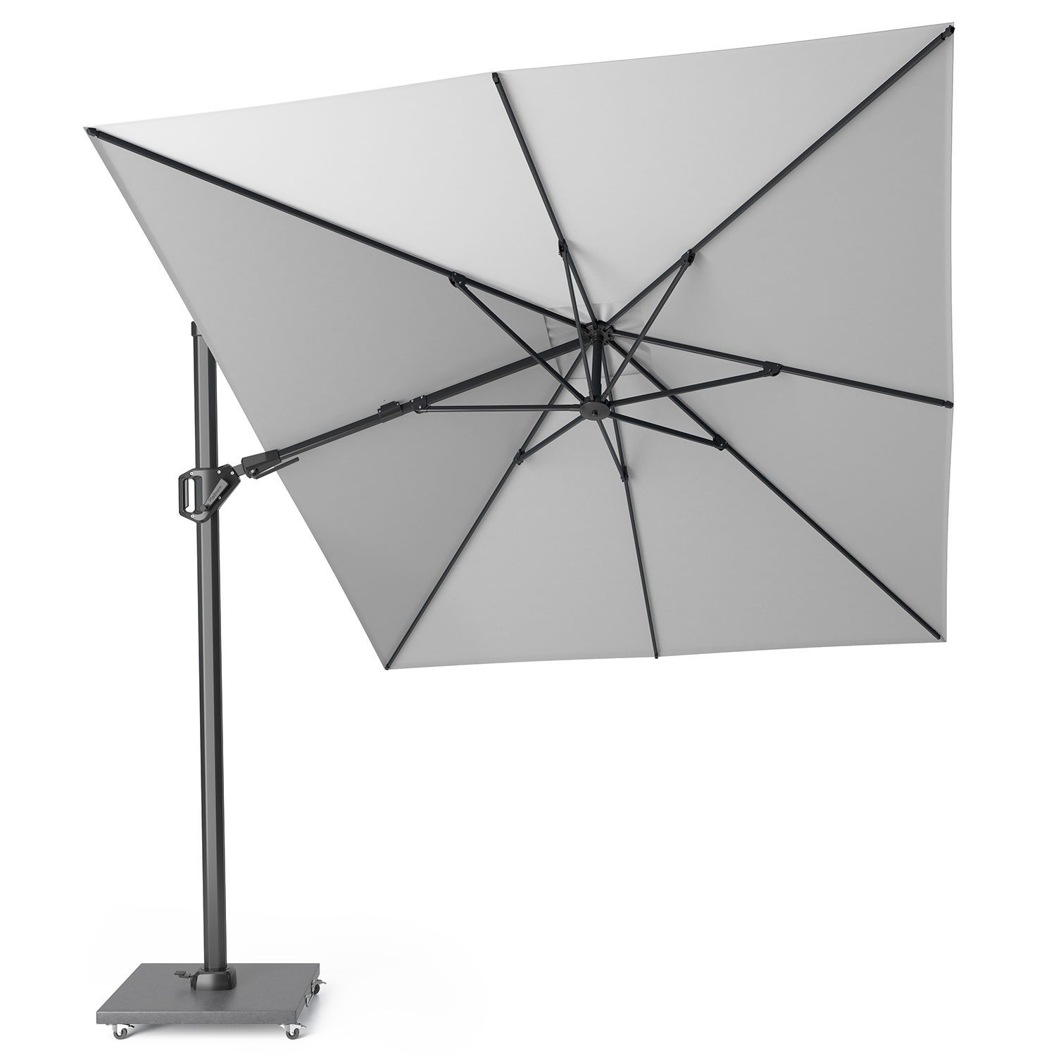 HWC Luxus-Ampelschirm 3x3m – Schwenkbar, Kippbar, 5-fach Verstellbar, Inkl. Handkurbel – Gastro-Qualität