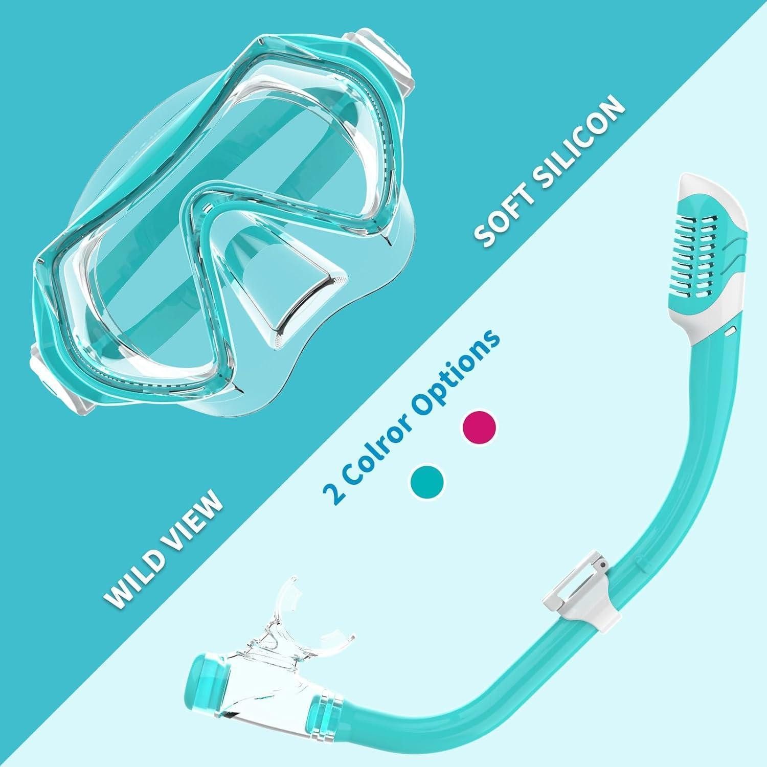 LuxusKollektion Tauchermaske Taucherbrille Schwimmbrille Schnorchelmaske Kinder 180° Panorama HD