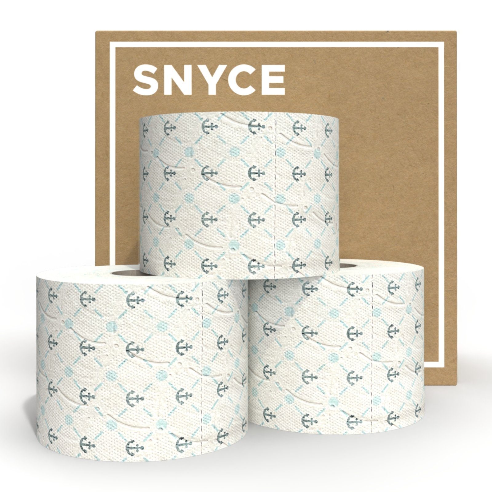 SNYCE Toilettenpapier Happy Sailor im klassischen Anker-Design - 3lagig + 300 Blatt je Rolle (15-St)