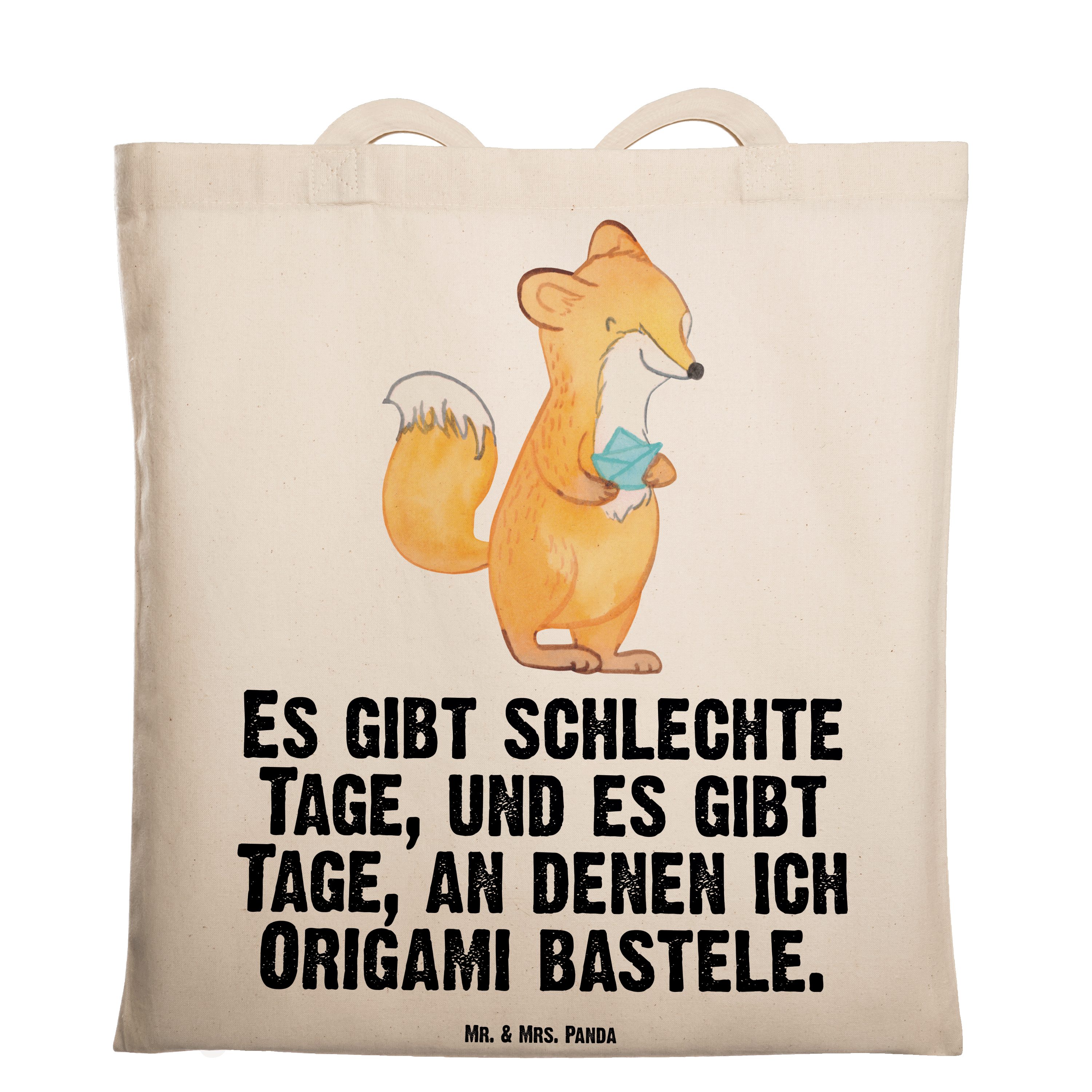 Beutelta Fuchs Tragetasche - - Transparent Mr. Tage Mrs. & Einkaufstasche, Geschenk, Panda Origami (1-tlg)