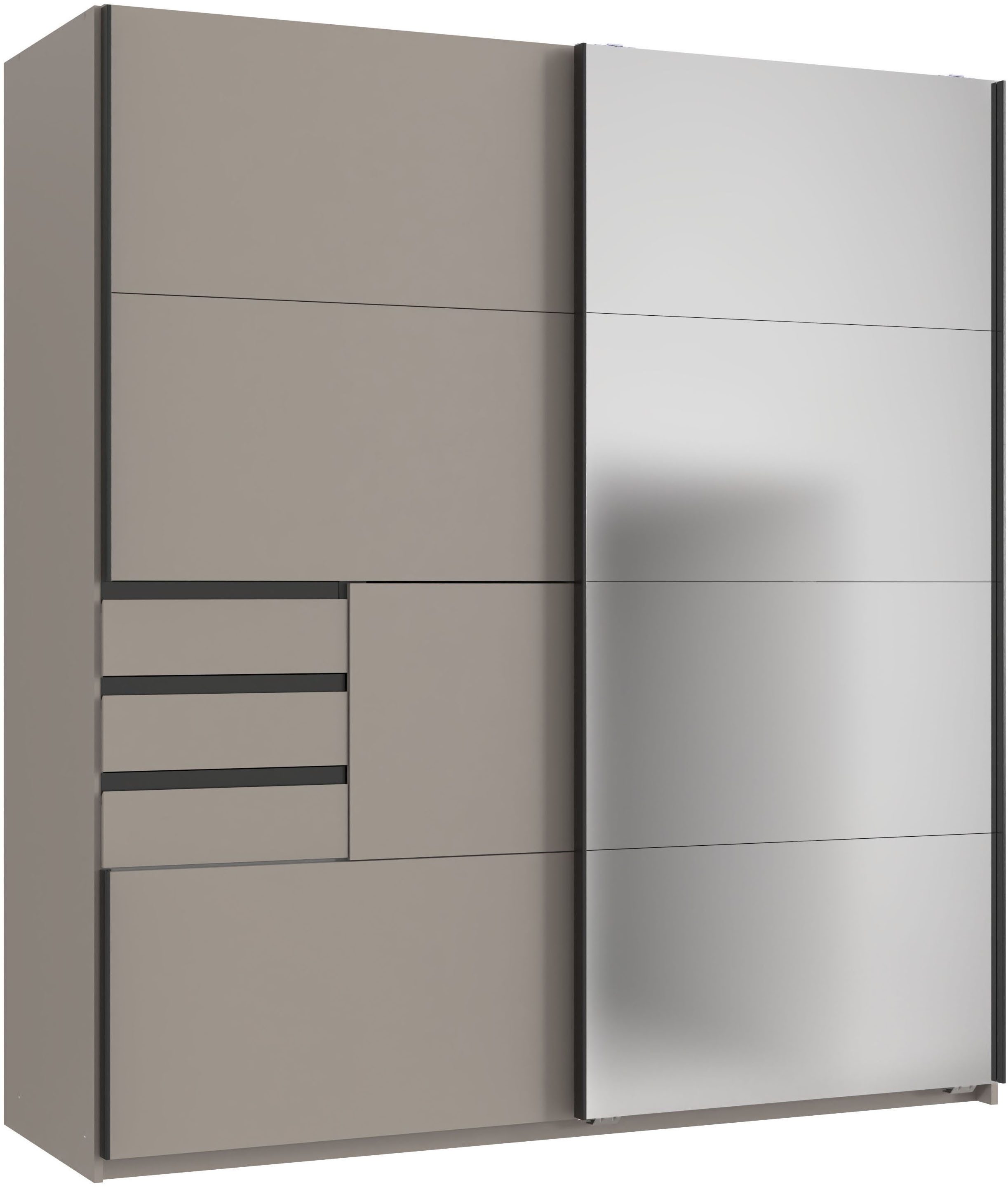 Wimex Schwebetürenschrank SAIGON in den Breiten 180cm & 225cm, Farbe: Saharagrau inkl. Spiegel