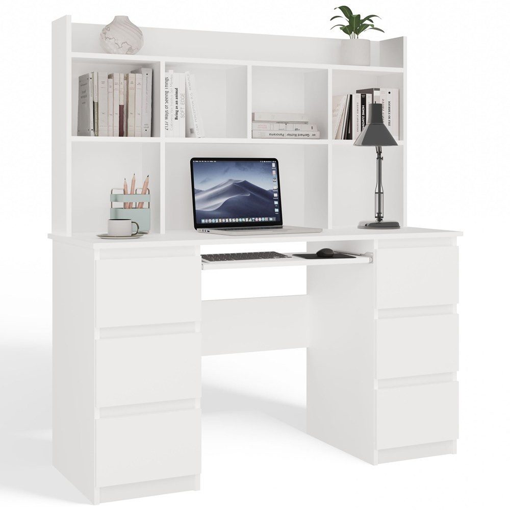 Raumhirsch Furniture Schreibtisch mit Tastaturauszug, Bürotisch, BüroBürotisch (Maße 130 x 146 x 51 cm, viel Stauraum), Modernes Design, Robuste Konstruktion