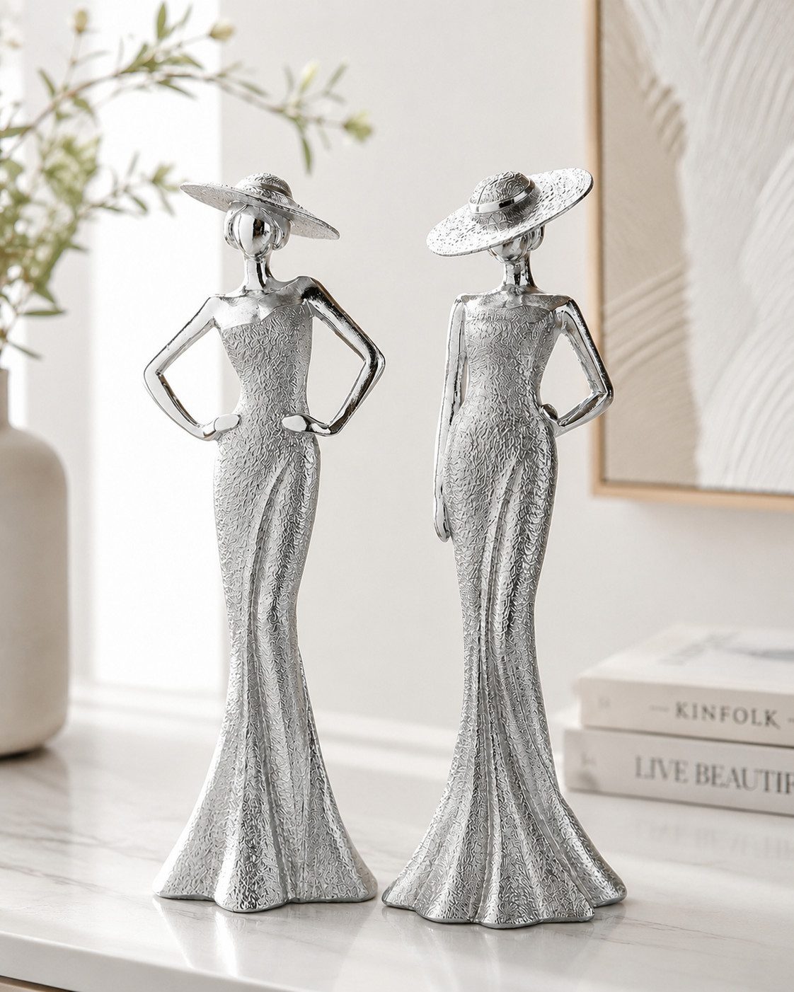 MF Skulptur Dekofigur 2er Set Velmora Ladies Silber 30 cm (2 St)