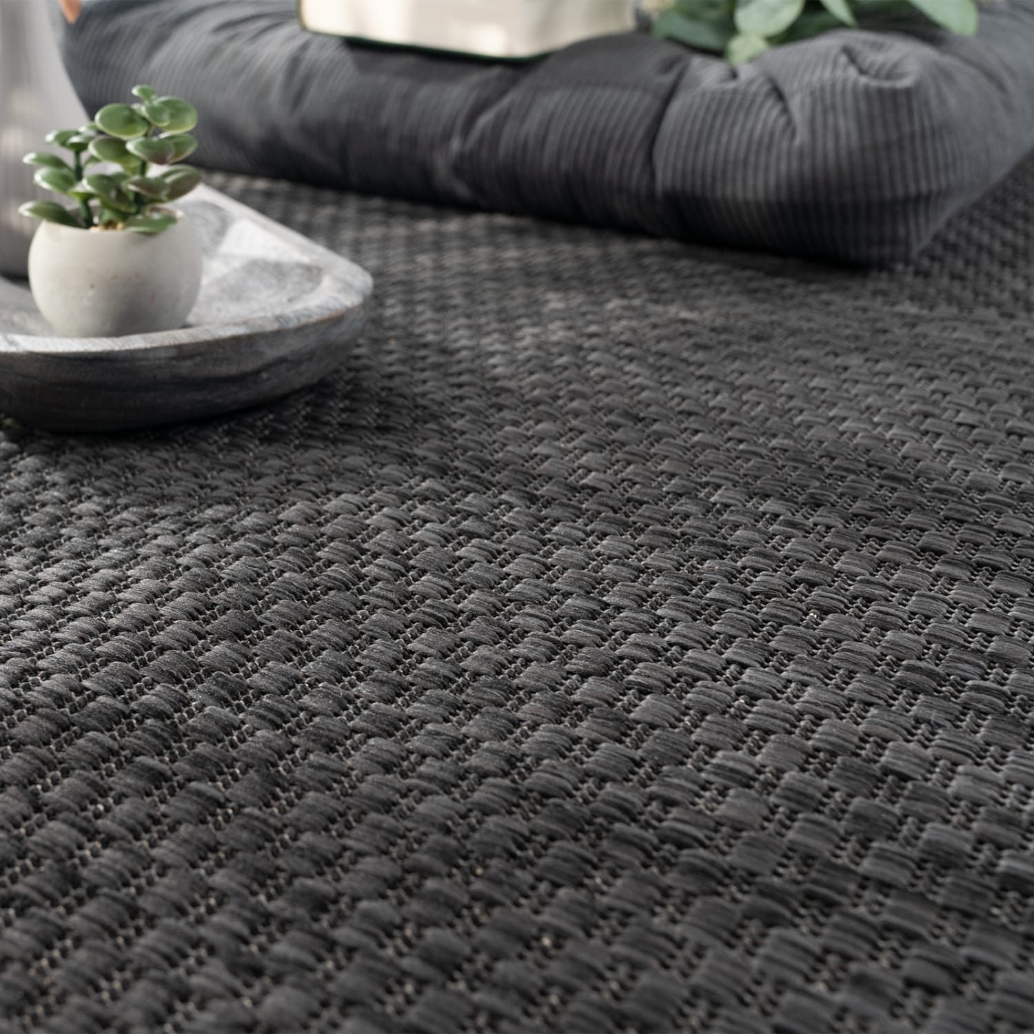 KADIMA DESIGN Teppich Unifarben Wohnzimmer schmutzabweisend Teppich Kurzflor, Rund, Höhe: 4 mm, 100% Polypropylen, Rücken aus Polypropylen, Rund, 80Dcm, Anthrazit