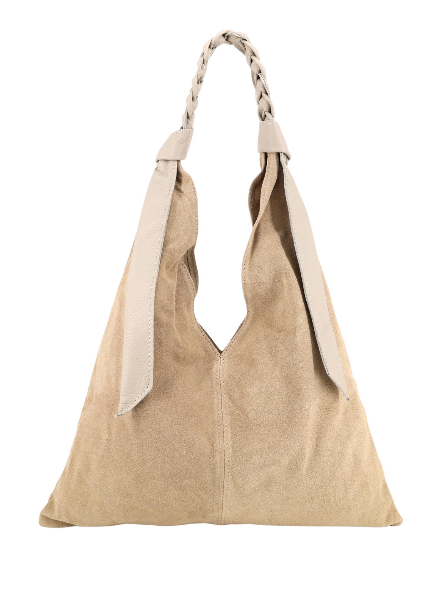 BRISE TASCHE Shopper Eleganter Shopper aus Wildleder & Nappaleder (Single, Einzeltasche), Geflochtener Lederhenkel, weiche Wildleder-Haptik