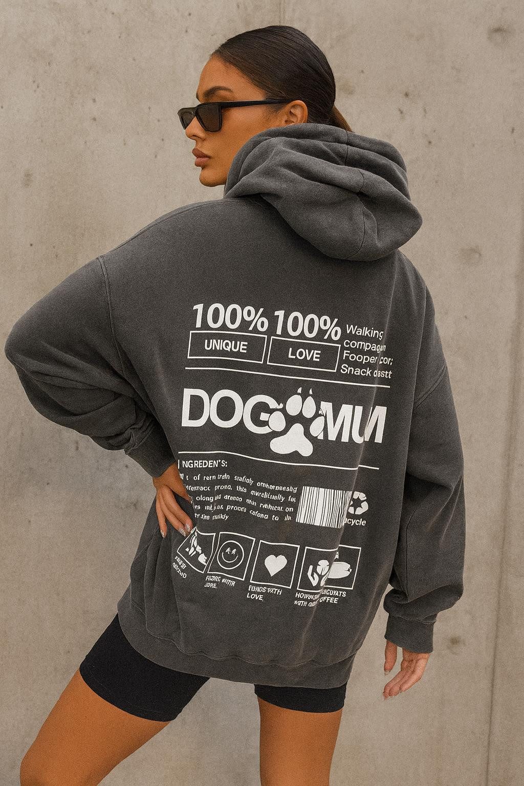 Worldclassca Hoodie Worldclassca Oversized DOG MUM Print Hoodie Kapuzenpull günstig online kaufen
