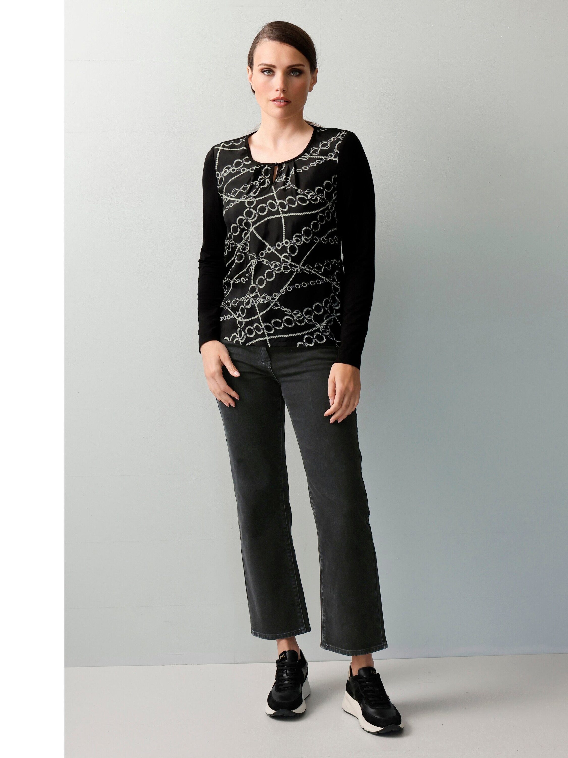 Alba Moda Shirtbluse Blusenshirt mit Kettendruck