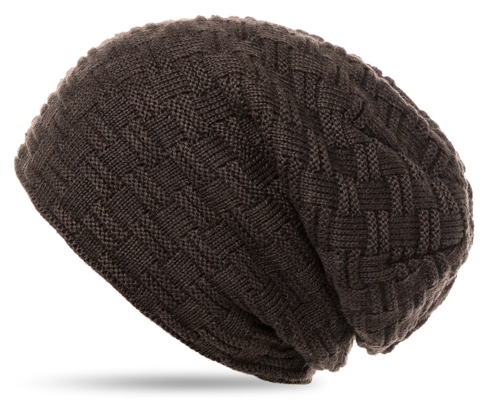 Caspar Beanie MU133 warme Feinstrick Mütze mit weichem Fleece Innenfutter dunkelbraun