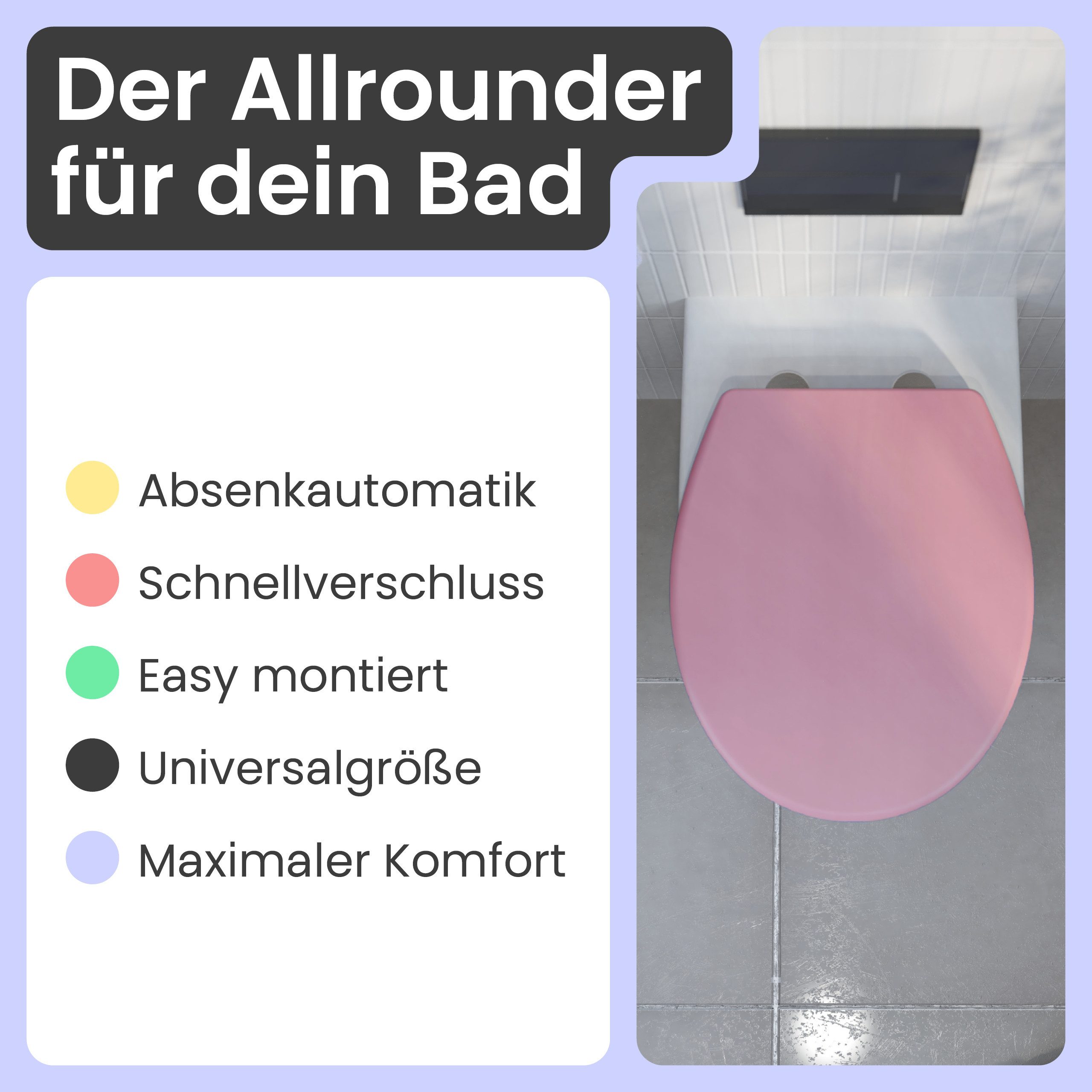 instmaier WC-Sitz instmaier Helma, Toilettendeckel mit Absenkautomatik, Absenkautomatik, zur Reinigung abnehmbar, Duroplast