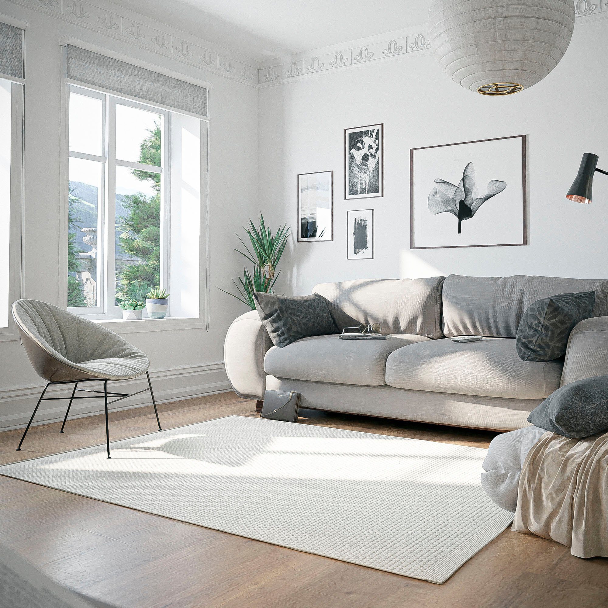 OTTO home Wollteppich Woolscape 1, rechteckig, Höhe: 10 mm, Wendeteppich, handgewebte Qualität, Uni, reine Wolle, Wohnzimmer