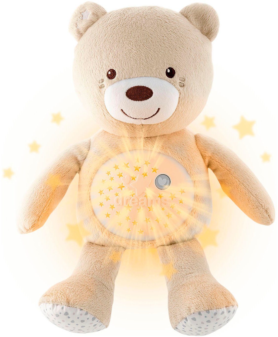 Chicco Kuscheltier First Dreams Baby Bear, Beige, mit Lichtprojektion und Soundfunktion