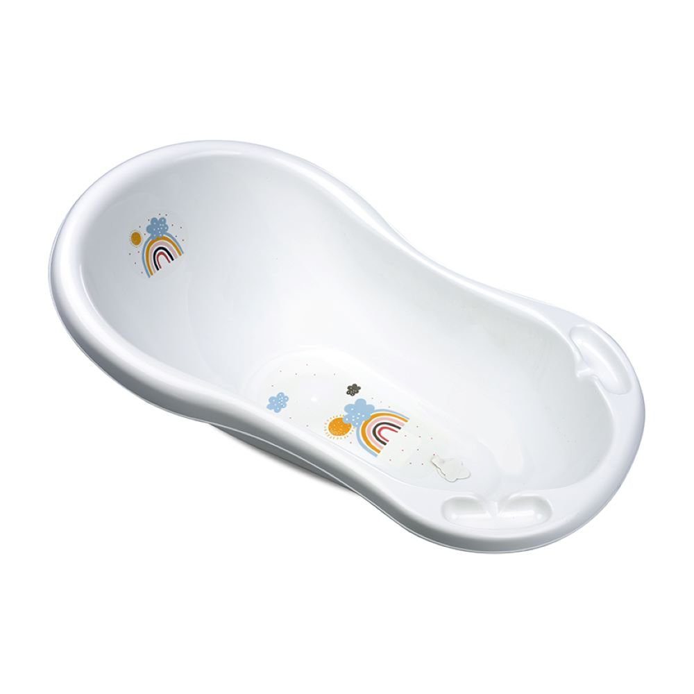 Lorelli Babybadewanne Babybadewanne Rainbow 84 cm, Wasserablauf ergonomische Form Ablagefächer