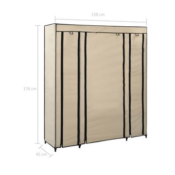 vidaXL Stoffschrank Stoffschrank mit Fächern Kleiderstangen Creme 150x45x176cm (1-St)