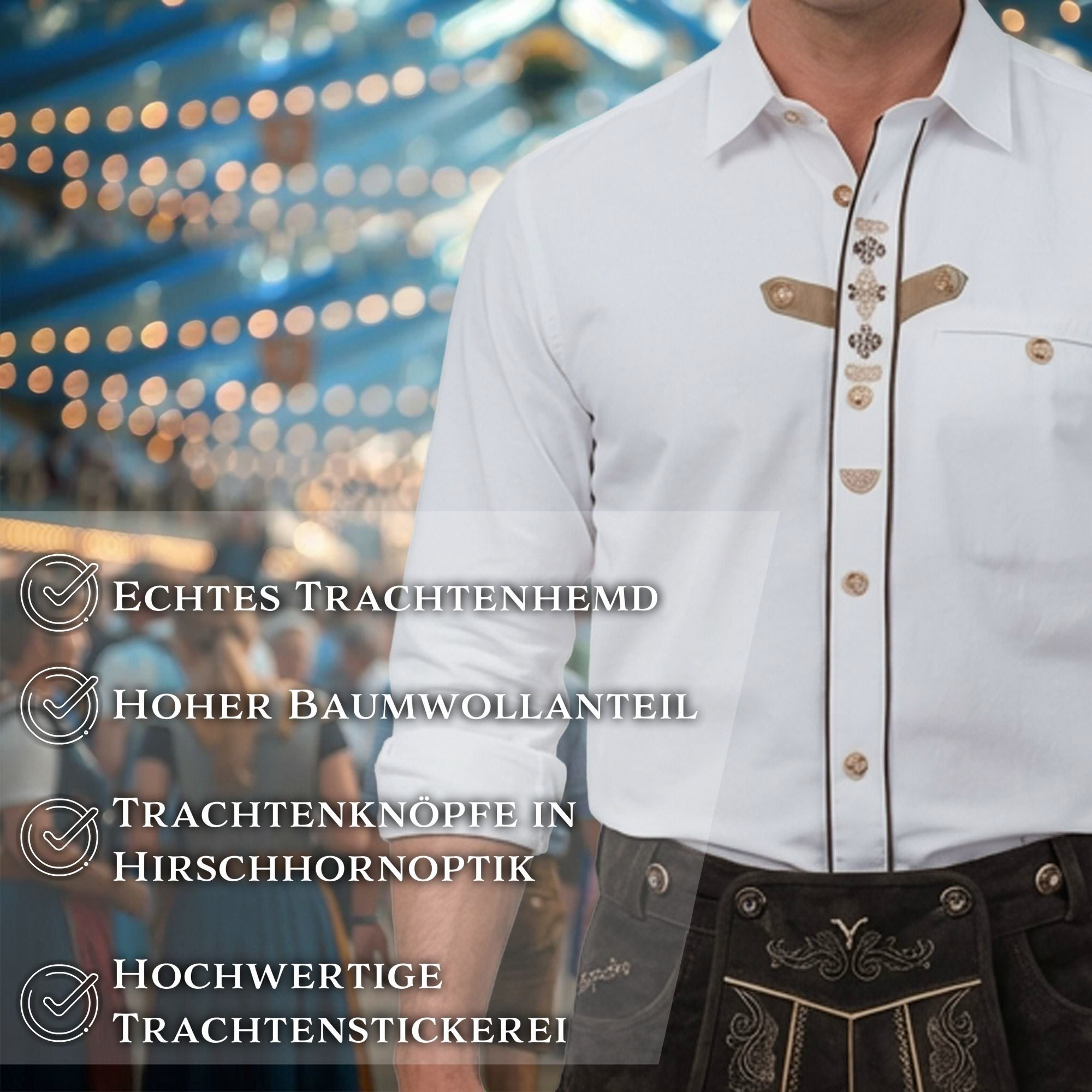 Steigenhöfer Manufaktur Trachtenhemd Herren Langarm - Vincent - Mit Trachten und Jeans kombinierbar Traditionelles Herren Hemd mit Kentkragen für dein Oktoberfest Outfit