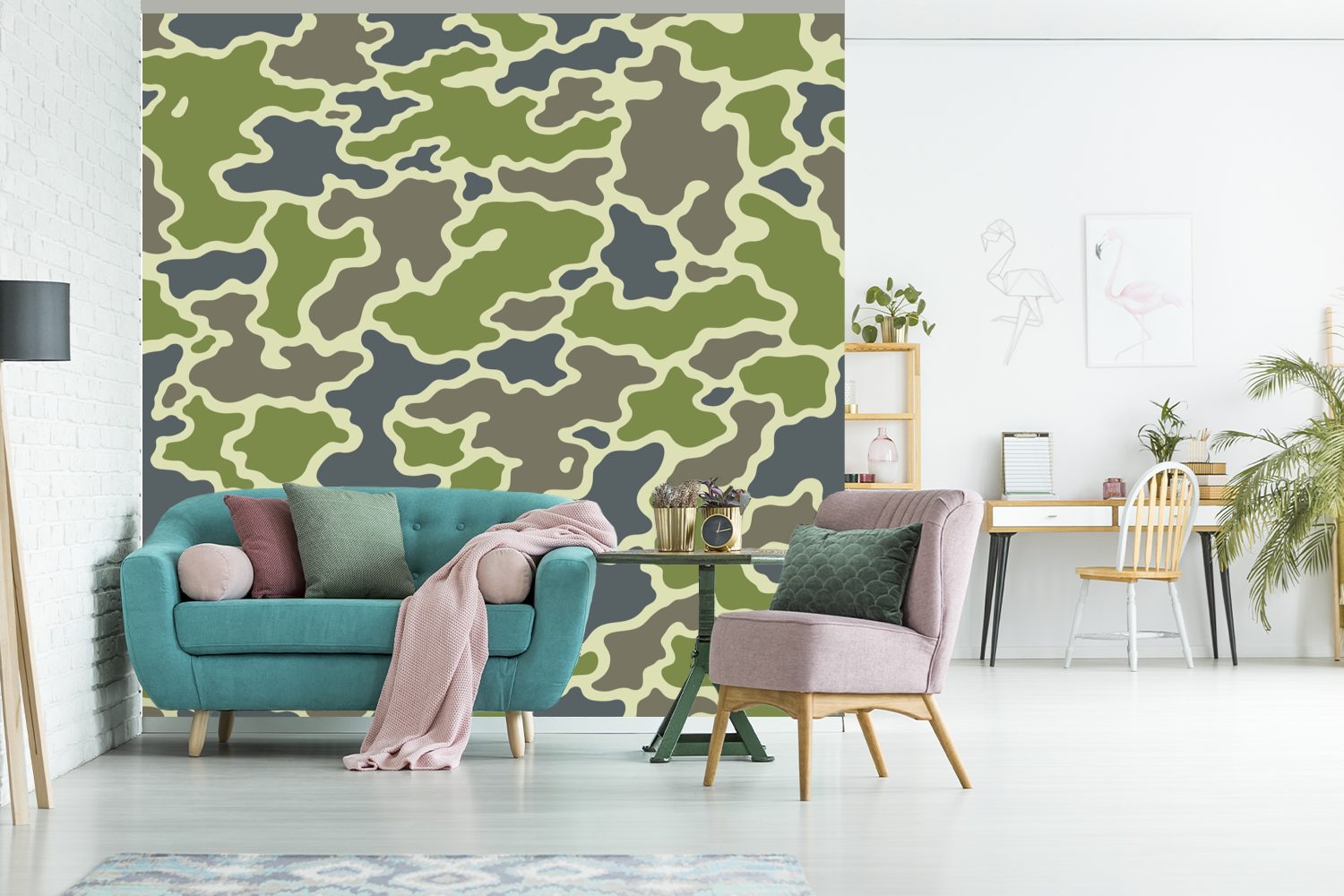 MuchoWow Fototapete Grünes Camouflage-Muster, Tapete oder St), (5 Schlafzimmer, Wandtapete Matt, Wohnzimmer Vinyl bedruckt, für