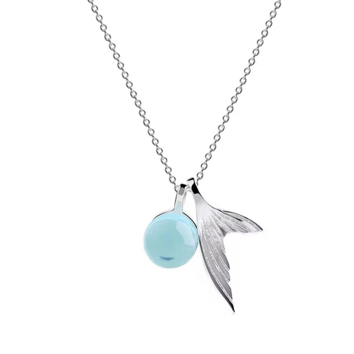 ELLAWIL Silberkette Kette mit Walflossen Anhänger Halskette Surferschmuck Taucherschmuck (Kettenlänge 40 cm verlängerbar um 5 cm, Sterling Silber 925), inklusive Geschenkschachtel