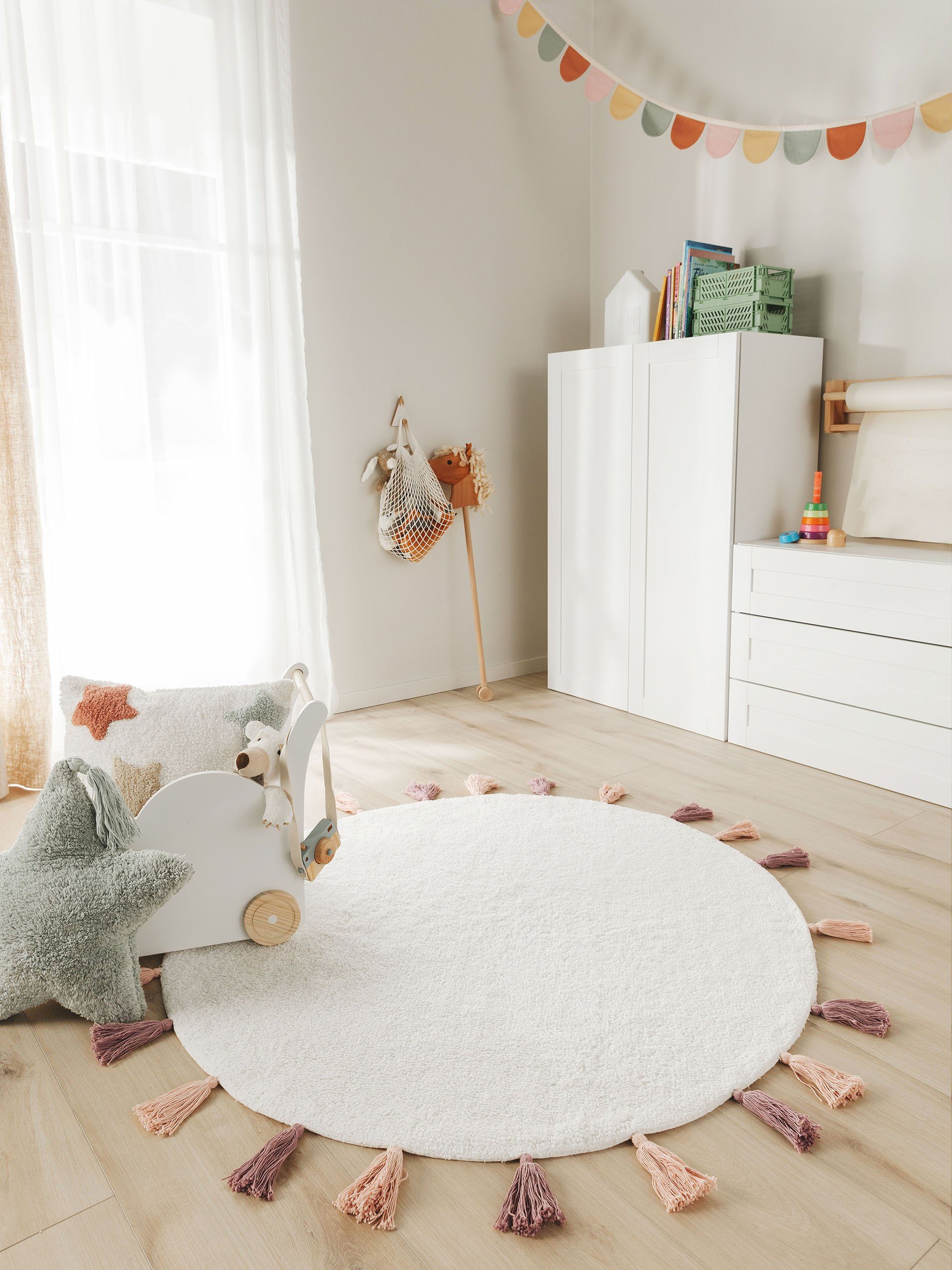 benuta Kinderteppich Malu, rund, Höhe: 6 mm, Kunstfaser, Berber, Ethno-Styl günstig online kaufen