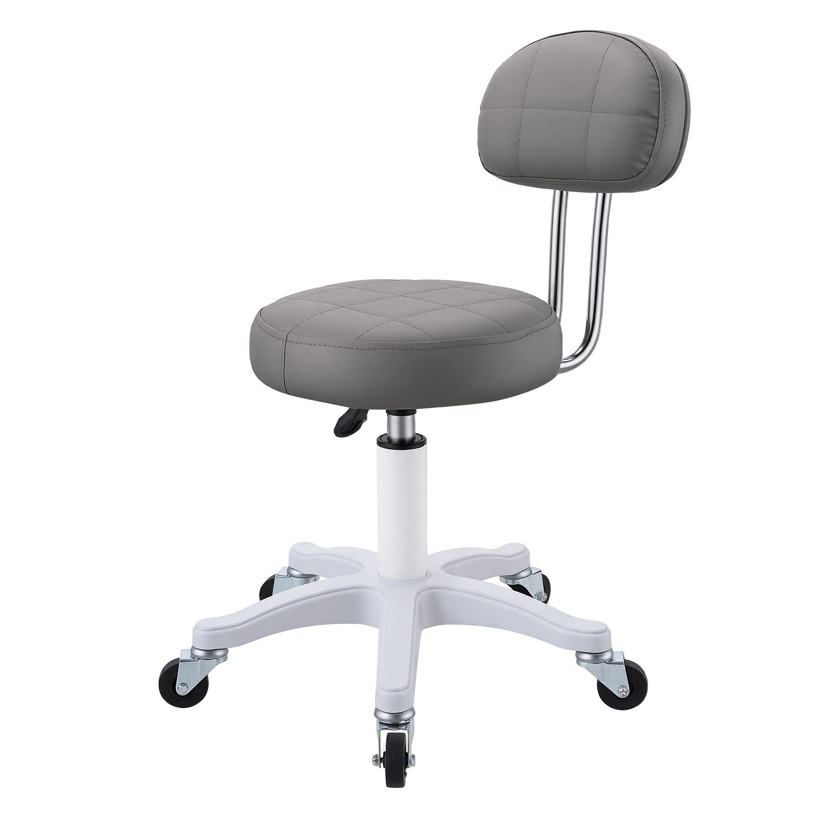 Rutaqian Drehhocker Schminkstuhl, Kosmetikstuhl mit Rückenlehne, Bürostuhl, bis 150 kg, Kompakter Drehstuhl mit Rollen ergonomisch für Büro, Kosmetik, Wohnung