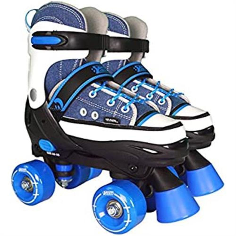 Best Sporting Rollschuhe Quad Style, Größe 28 bis 31 verstellbar Rollerskates, Blau Weiß