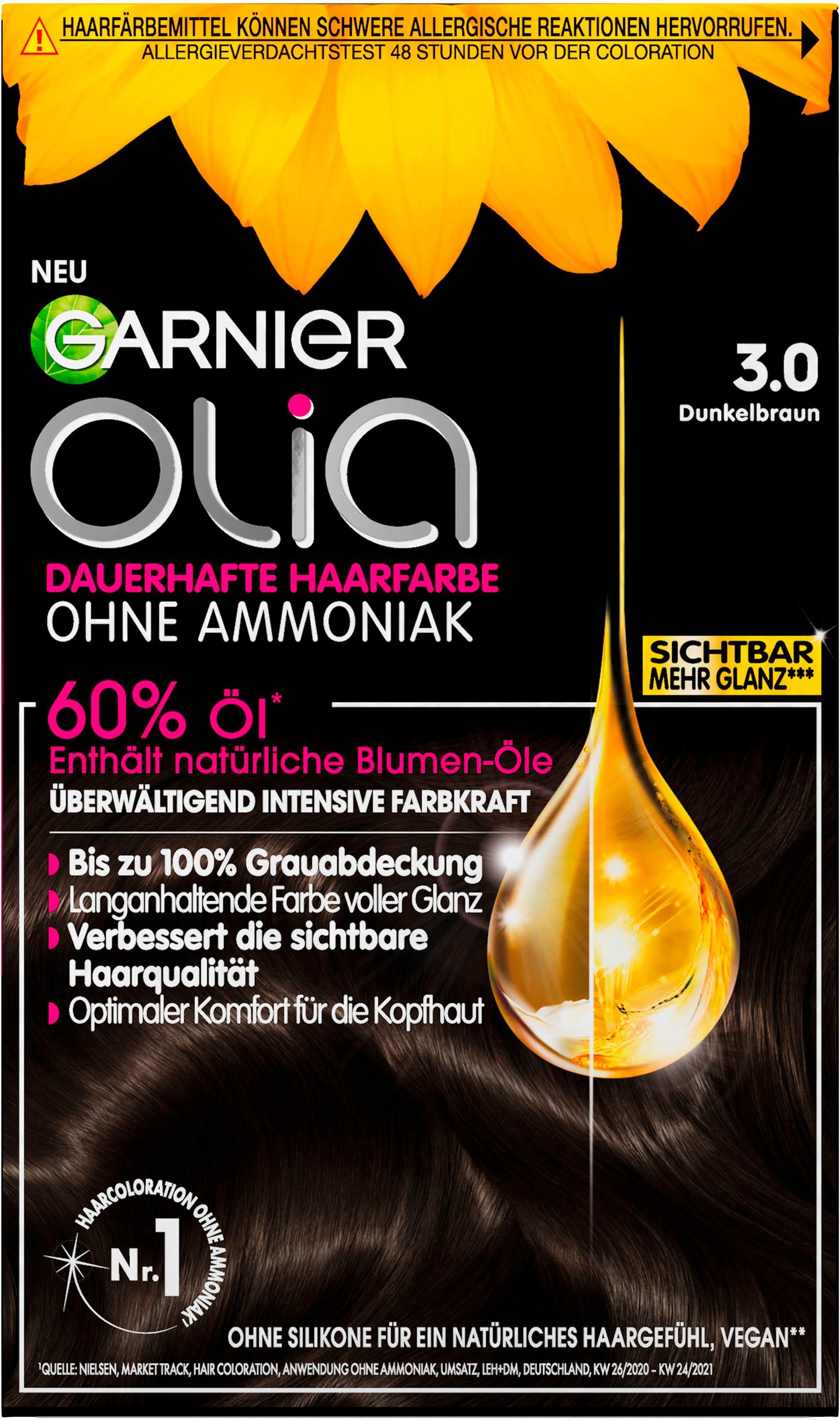 Coloration 3-tlg., GARNIER Olia dauerhafte Ölbasis Set, Garnier Haarfarbe,