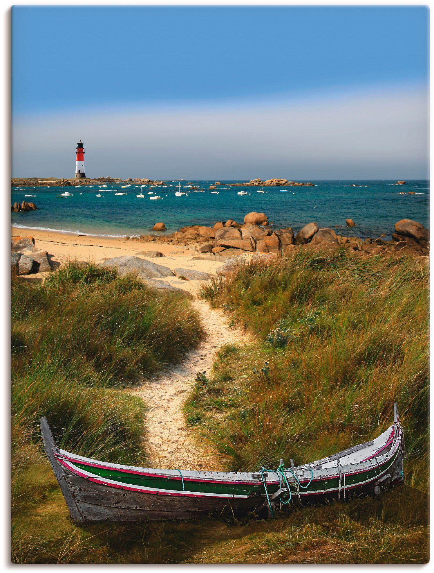 oder Das Poster Wandbild Boot alte Küste Artland Leinwandbild, versch. als den Wandaufkleber in in Dünen, St), Größen (1