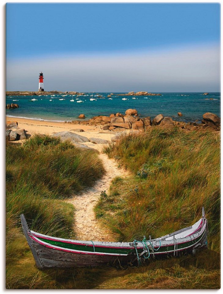 Artland Wandbild Das alte Boot in den Dünen, Küste (1 St), als Leinwandbild,  Wandaufkleber oder Poster in versch. Größen