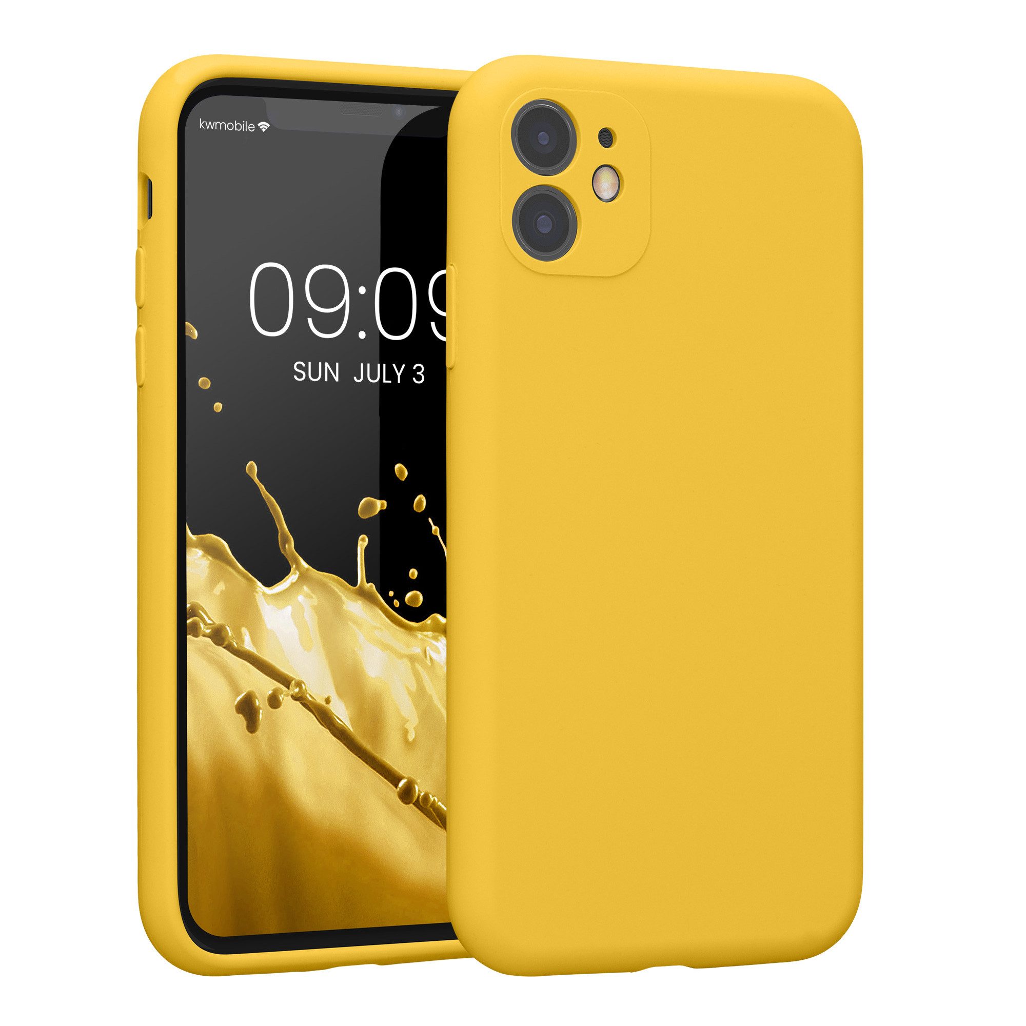 kwmobile Handyhülle Hülle für Apple iPhone 11, Hülle Silikon gummiert - Handyhülle - Handy Case in Strahlend Gelb