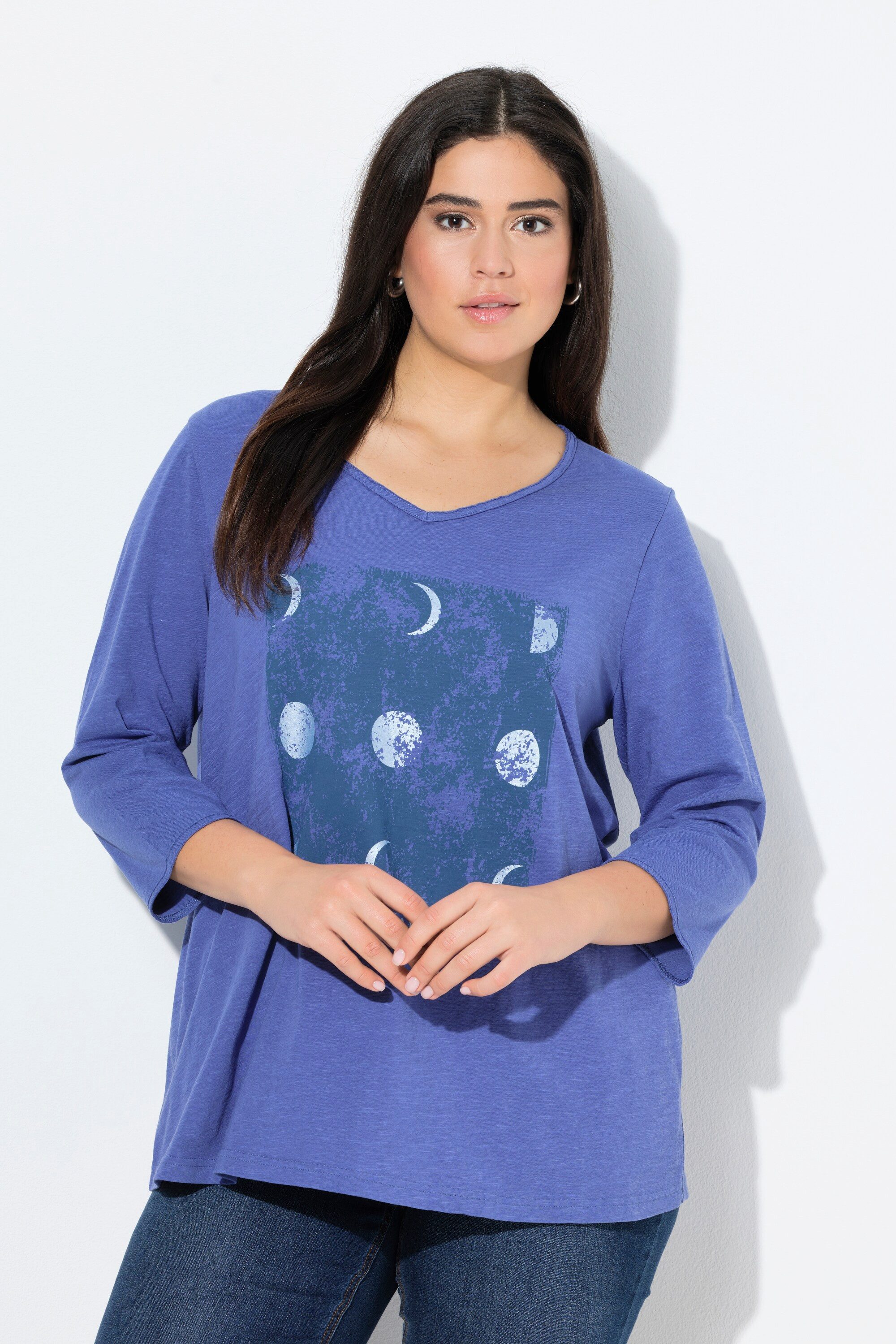 Ulla Popken T-Shirt Shirt Metallic-Motiv A-Linie günstig online kaufen