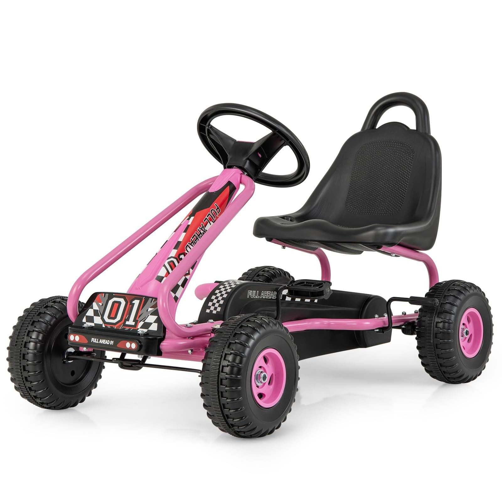 COSTWAY Go-Kart, Tretauto, Tretfahrzeug, Kinderfahrzeug, ab 3 Jahren