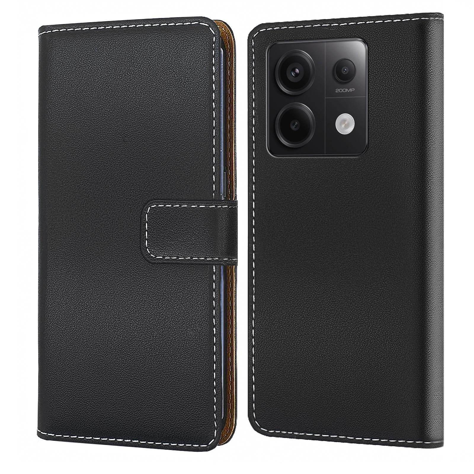 Numerva Handyhülle Bookstyle Etui Handytasche für Xiaomi Redmi Note 13 5G, Schutzhülle Klapphülle Flip Cover Schwarz