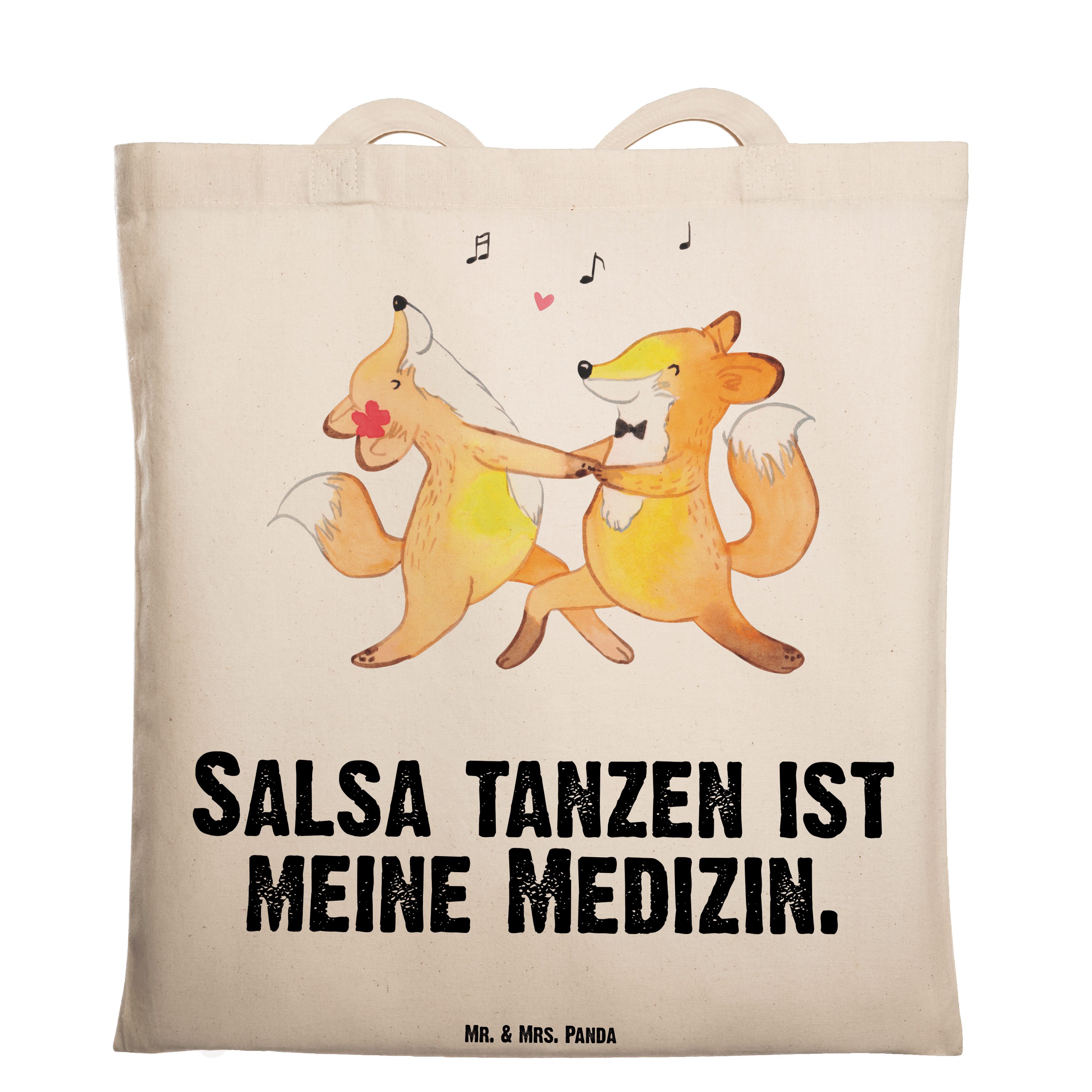 Mr. & Mrs. Panda Tragetasche Füchse - tanzen (1-tlg) Einkaufstasche, - Salsa Transparent Geschenk, Medizin