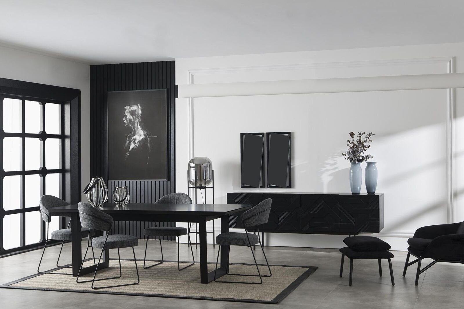 Stühle Küchen St), in Grau Polster Europa Lehnstuhl (1 Made Möbel JVmoebel Lederstuhl Designer Esszimmerstuhl Loft