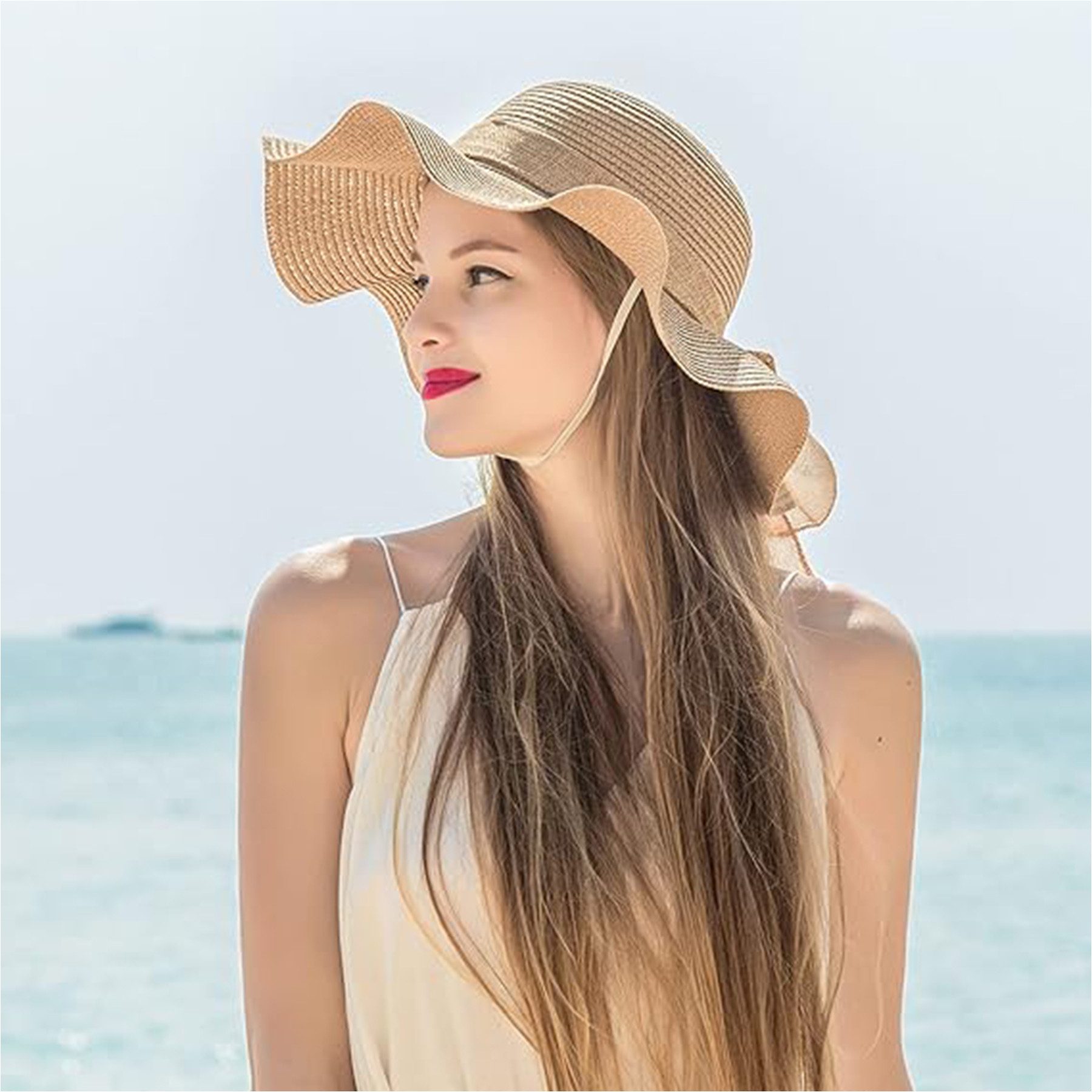Mutig Strohhut Damen Sonnenhut Strohhut, Faltbarer Strandhut Sommerhut mit Breiter (Krempe, Leicht Atmungsaktiv, Eleganter Sonnenhut für Frauen, Unisex Hut) für – Bild 5 von 5
