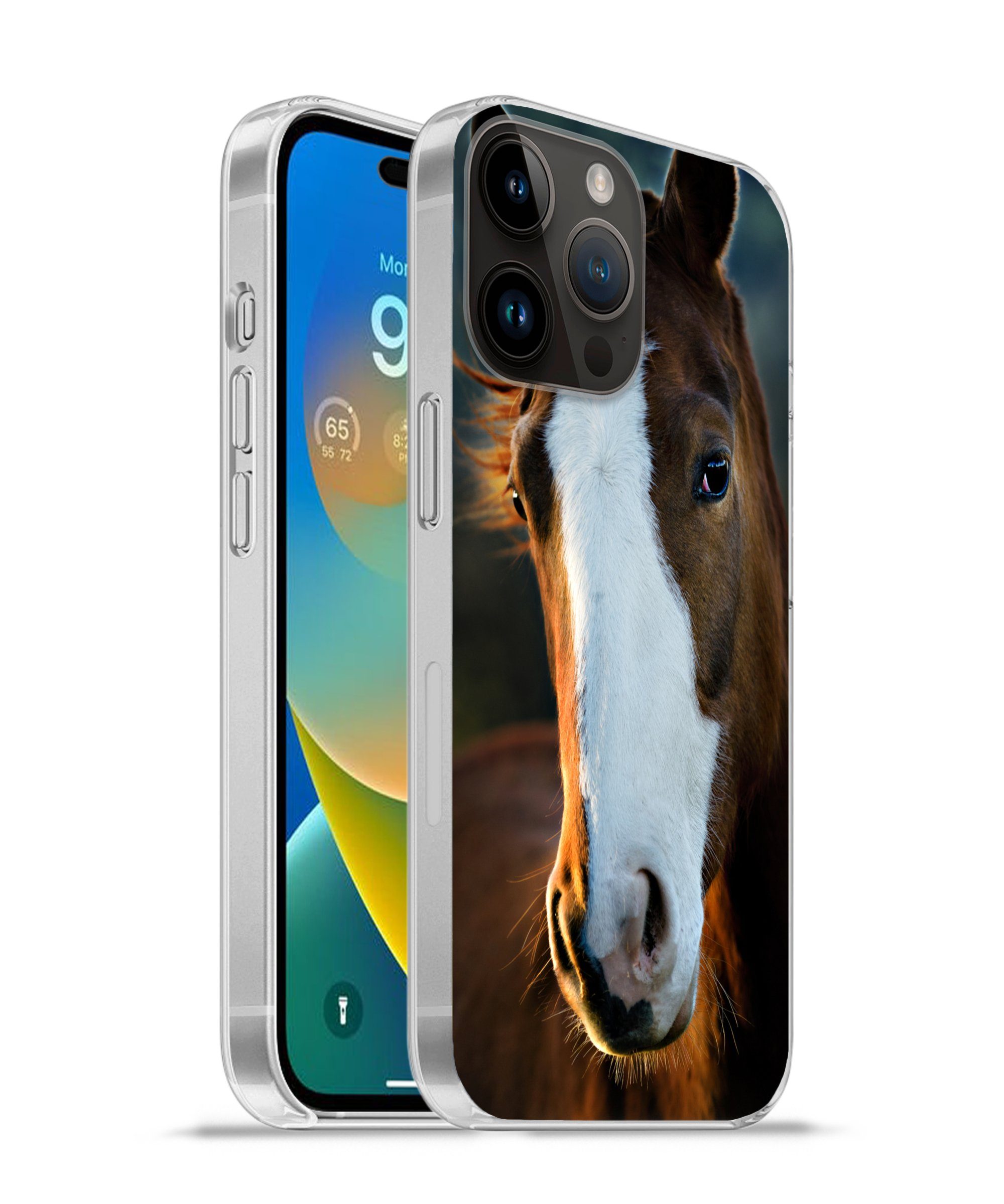 MuchoWow Handyhülle Pferd - Kopf - Licht, Handyhülle Telefonhülle Apple iPhone 14 Pro Max