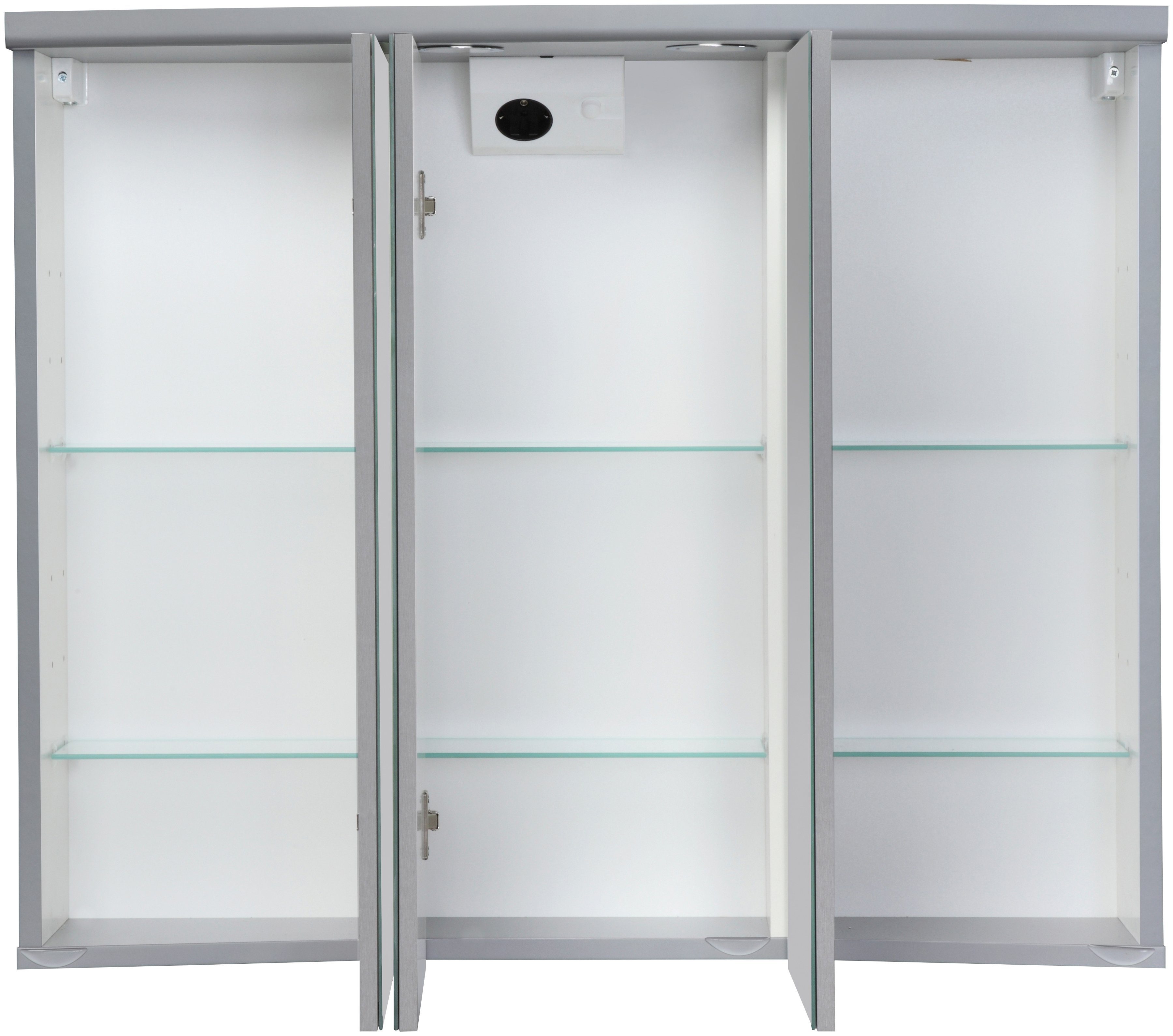 alufarben 83 cm alufarben Breite LED Spiegelschrank jokey | Ancona