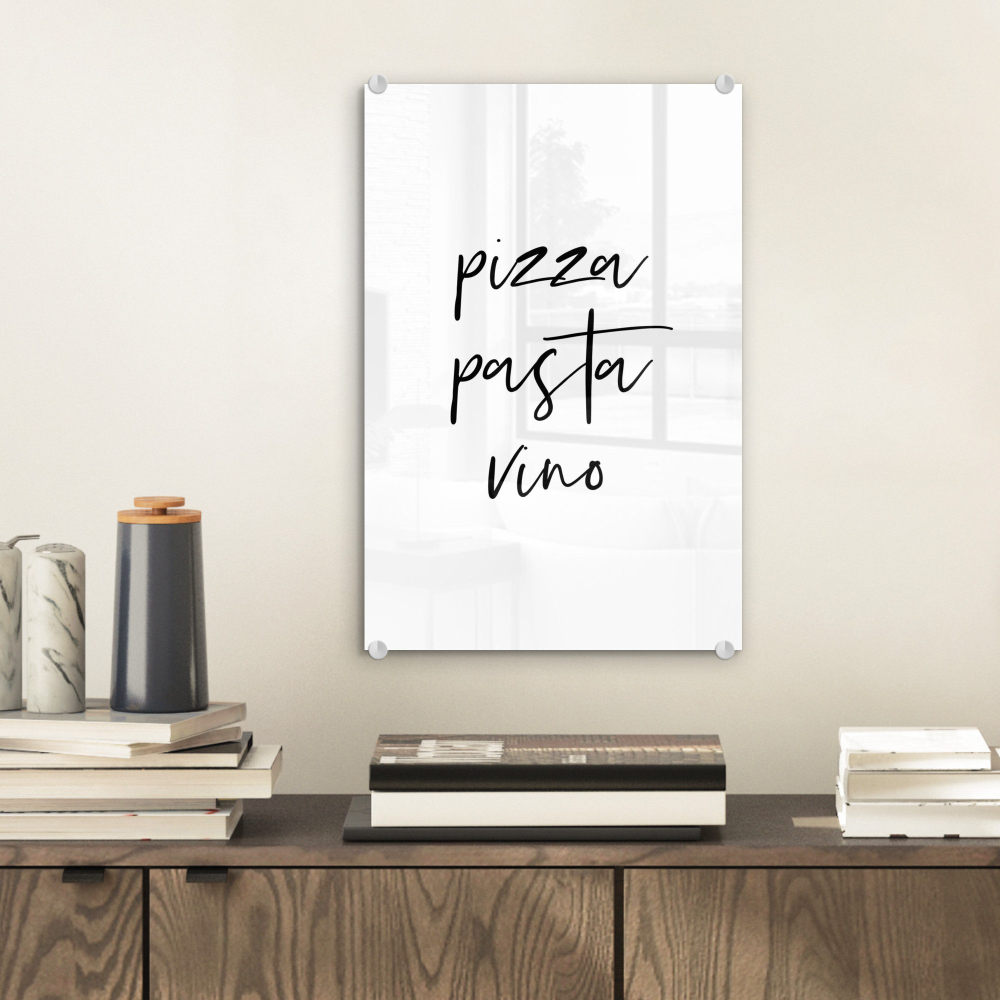 MuchoWow Acrylglasbild Zitat - Pizza, Pasta, günstig online kaufen