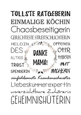 artissimo Poster Poster mit Spruch DinA4 Bild Sprüche Geschenk-Idee Mama Mutter Danke, Zitate und Sprüche: Mama