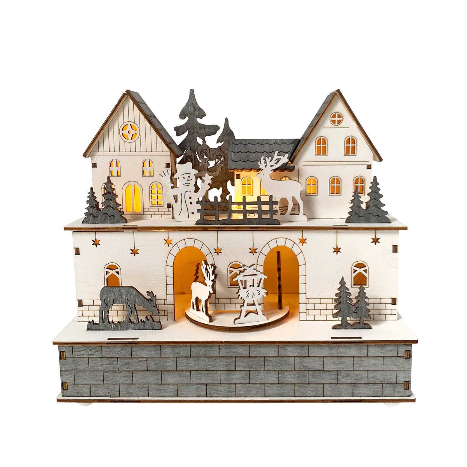 HTI-Living Weihnachtshaus Beleuchtete Weihnachtsszene, Leuchtdeko batteriebetrieben
