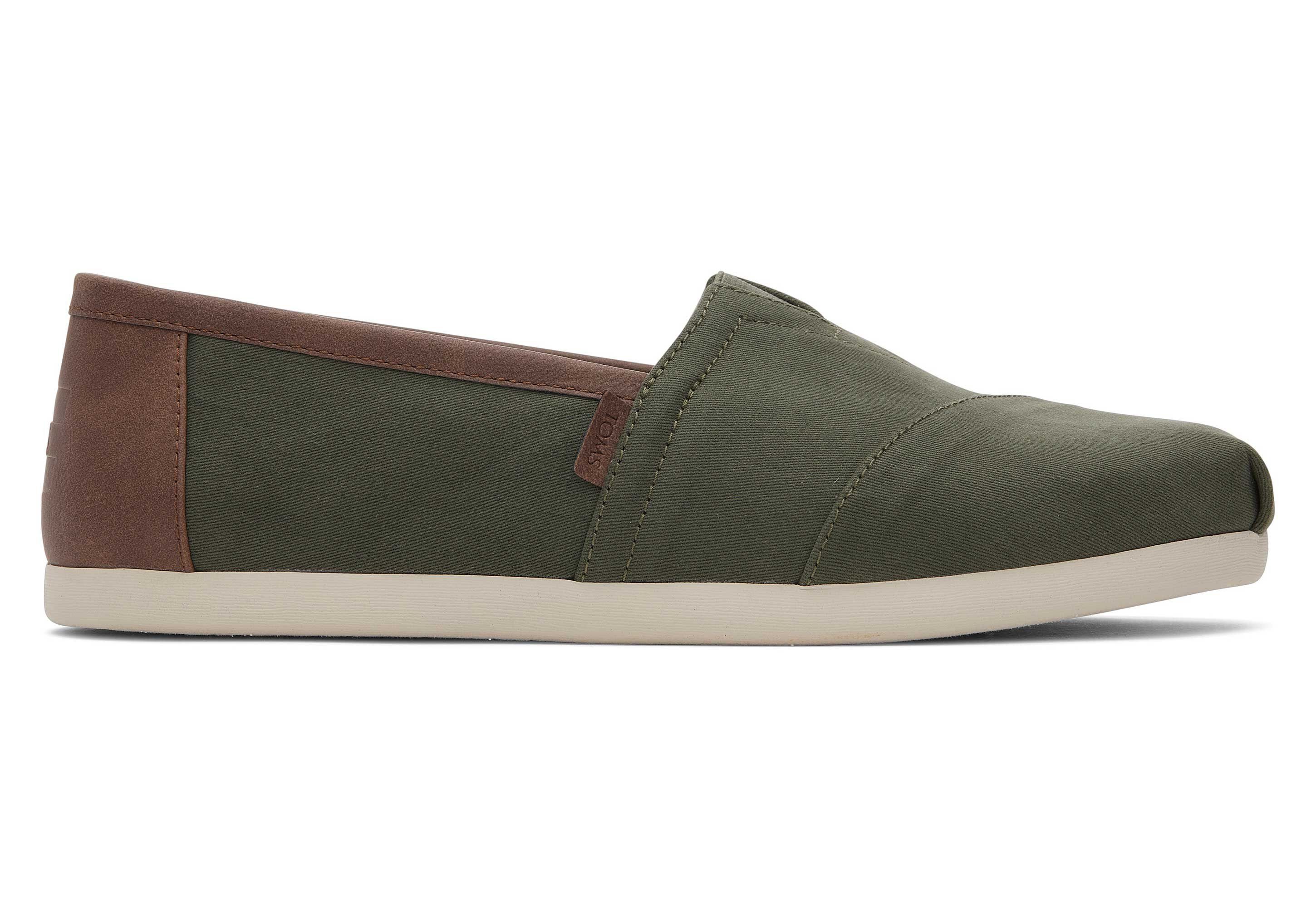 TOMS Alpargata mit Besatz aus veganem Leder Grün Slipper
