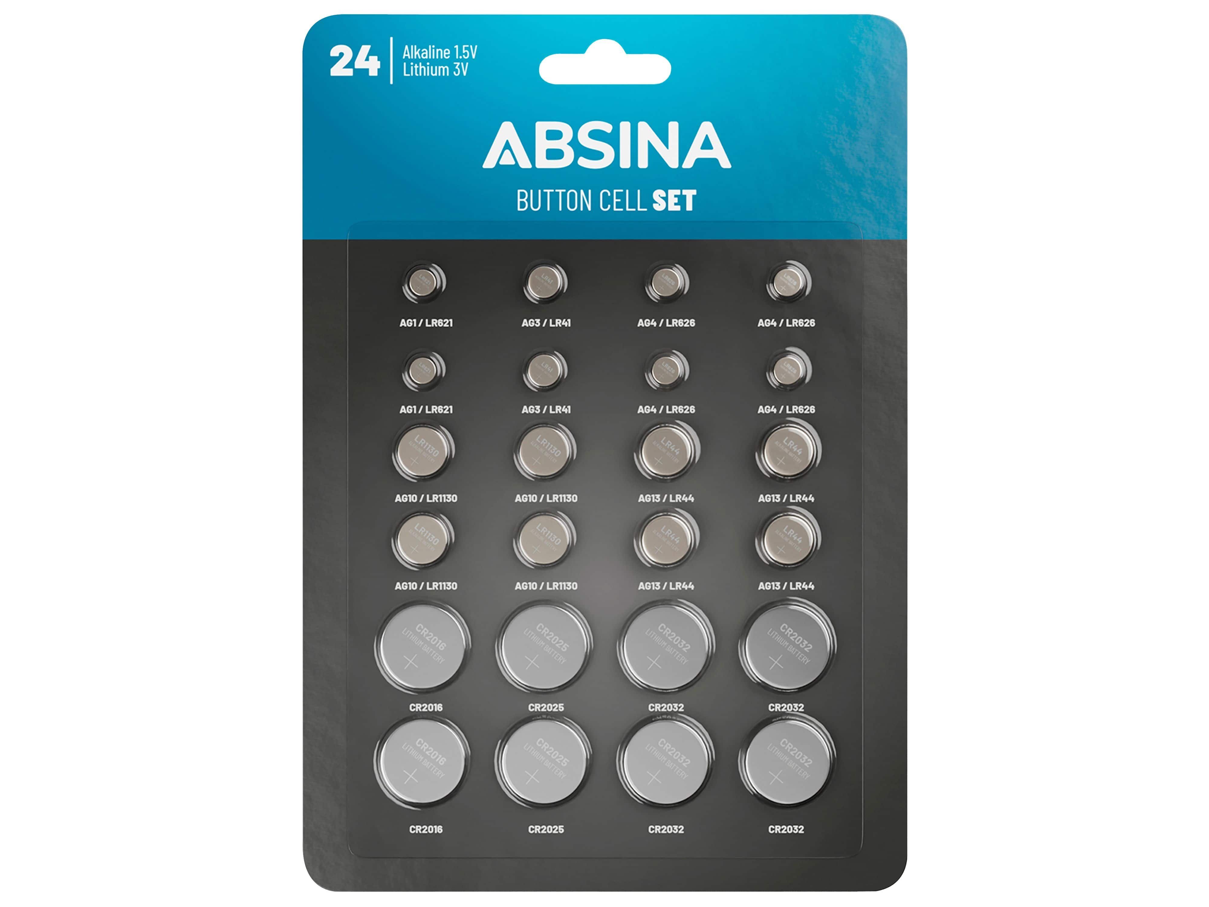 ABSINA ABSINA Knopfzellen-Set, 24-teilig Knopfzelle