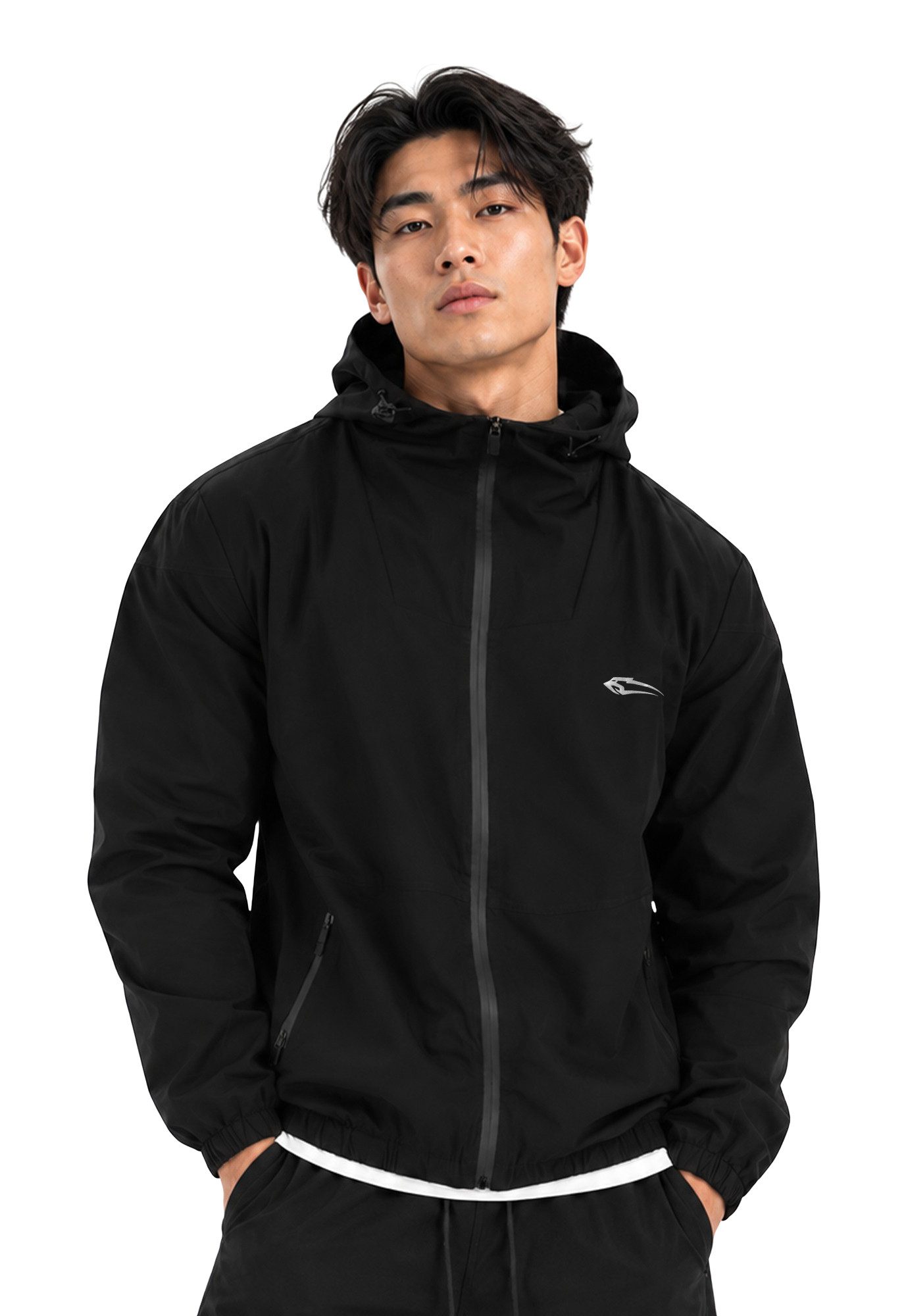 Smilodox Outdoorjacke Lorenzo Windbreaker, Wasserabweisende Übergangsjacke mit Kapuze elastisch, Kapuze, Belüftungsöffnungen, verstellbarer Saum