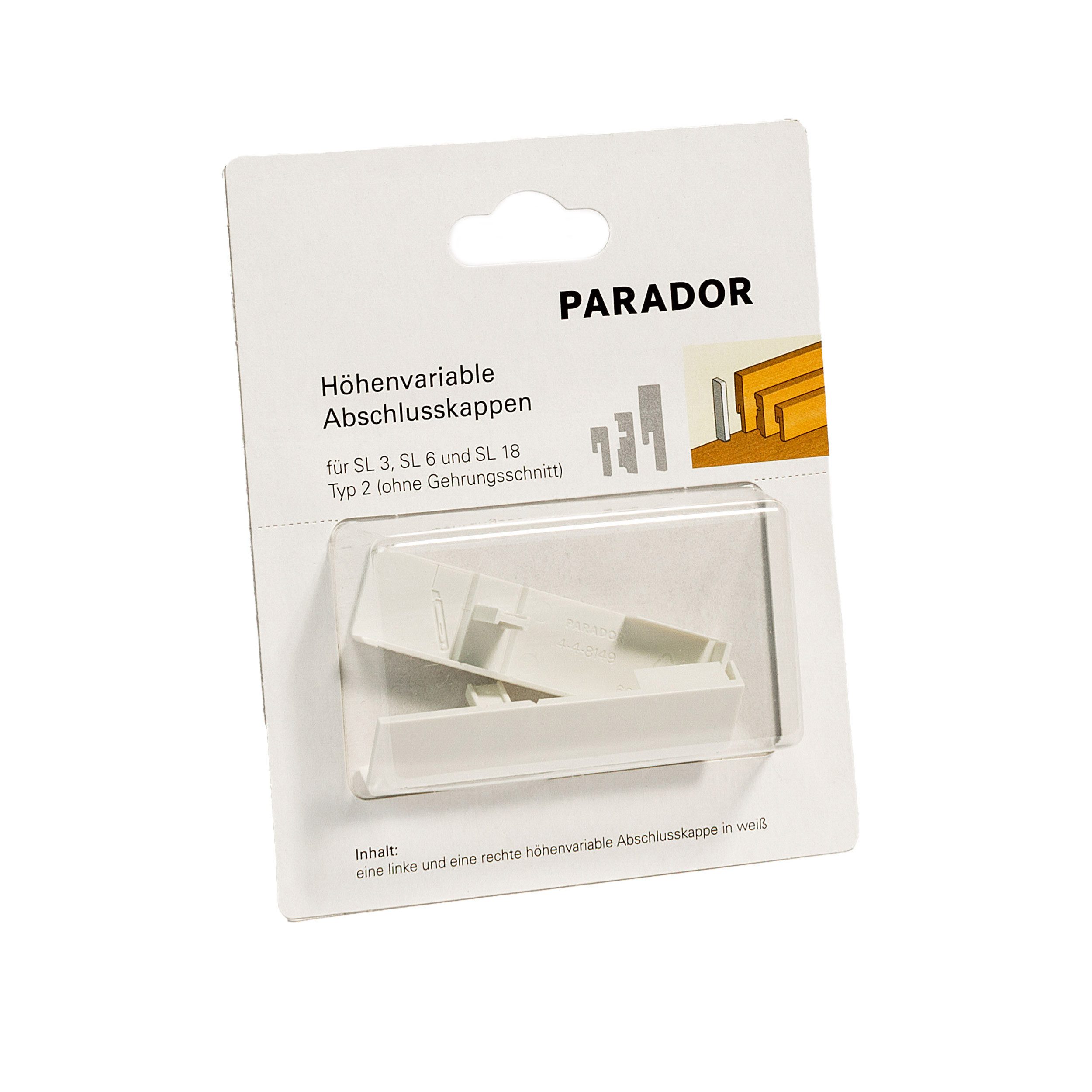 PARADOR Плінтуси-Endkappe variabel Typ 2 für Плінтуси SL 3, SL 5,SL 5 WF und SL 18, L: 2 cm, H: 14 cm, Für einen optimalen und sauberen Abschluss, 1-St., Kein Gehrungsschnitt erforderlich, Auf den Einsatz für die Плінтуси SL 3, 5, 5 WF und 18 abgestimmt