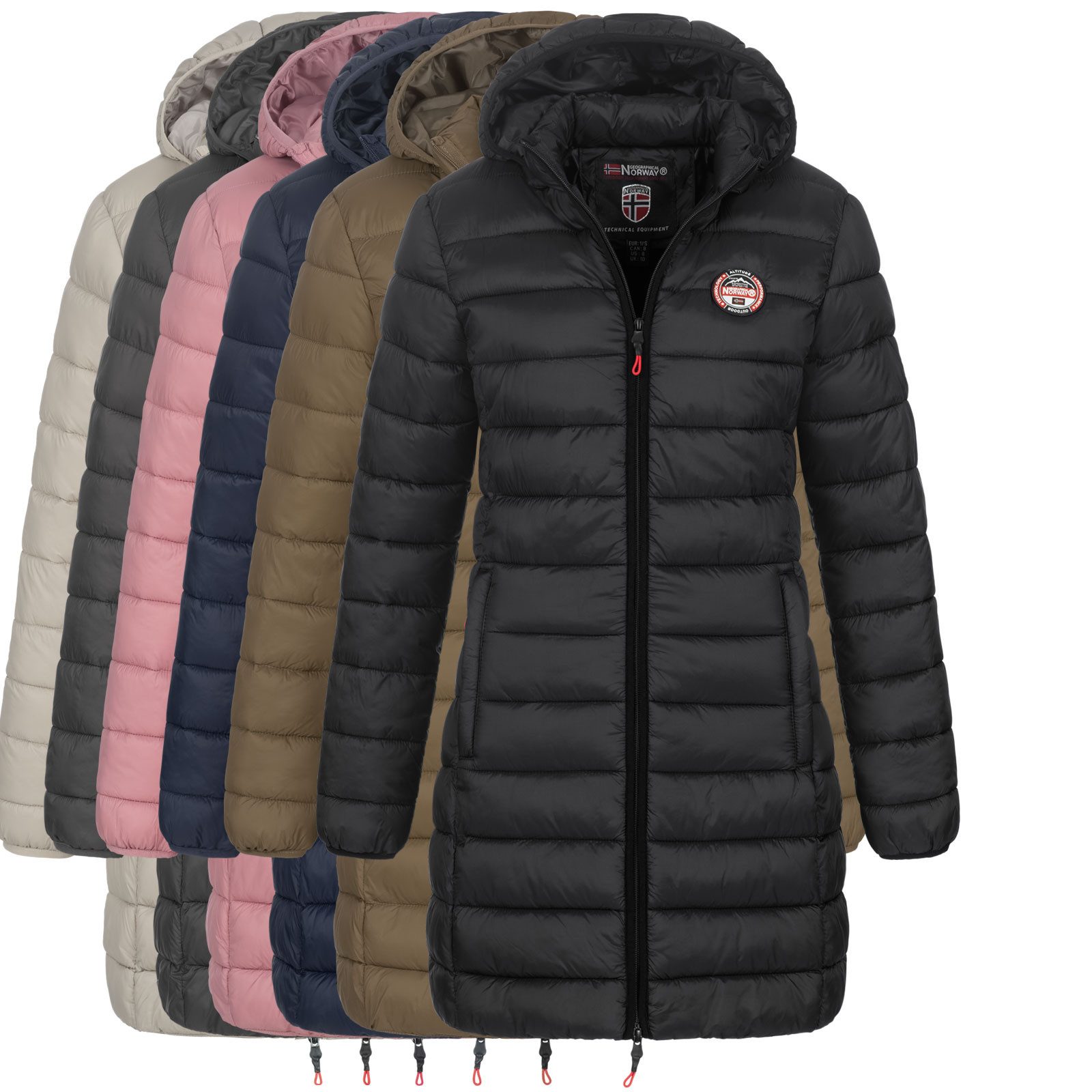 Geographical Norway Steppjacke Damen Herbst Winter Jacke Steppjacke Parka Lange Steppmantel Outdoor