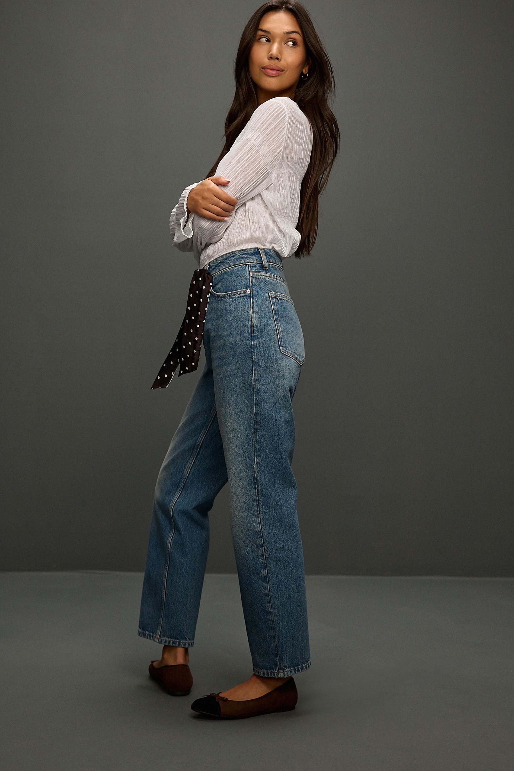 Next Gerade Jeans Knöchellange Straight Fit Jeans mit Schal (2-tlg)