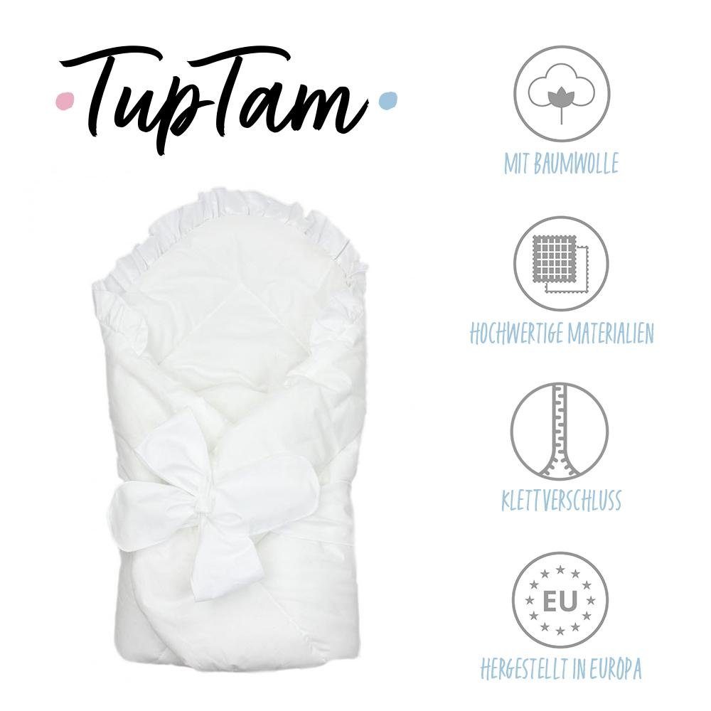 Einschlagdecke TupTam Unisex Schleife, Einschlagdecke Baby mit Weiß TupTam