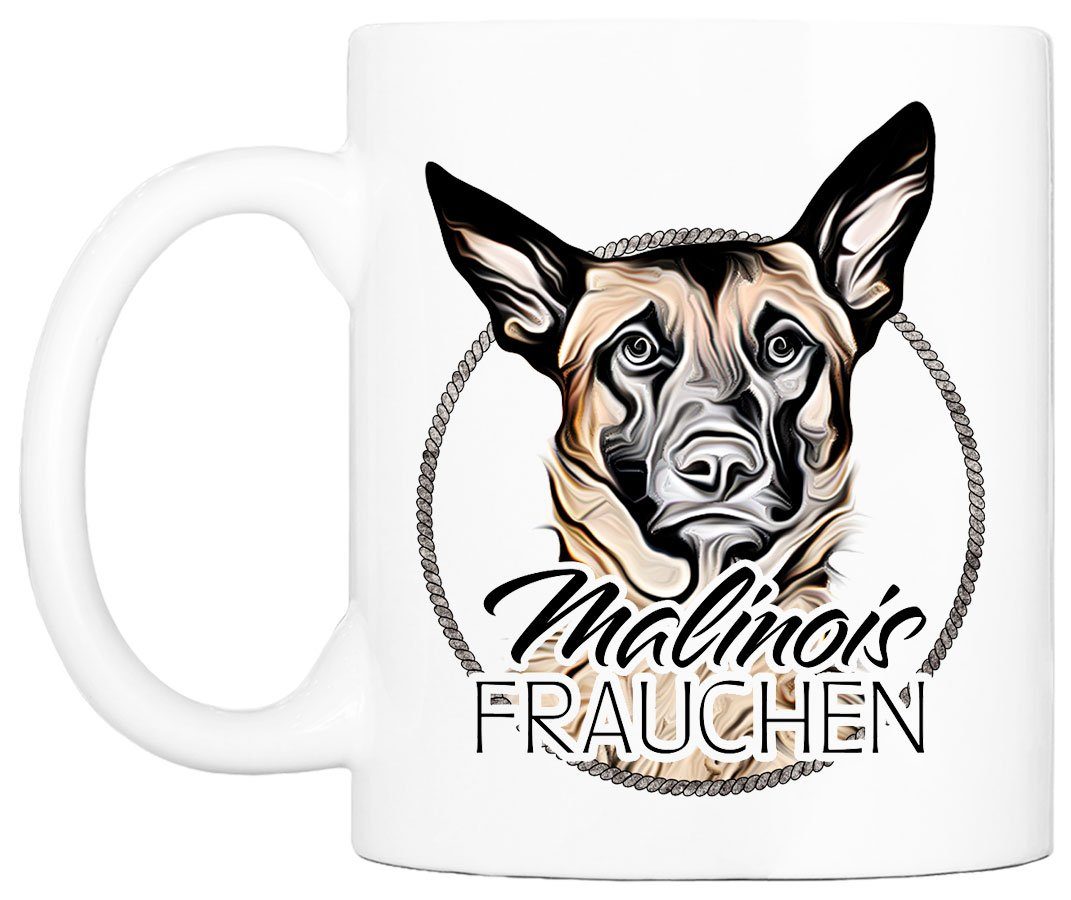 - Geschenk, Kaffeetasse 330 FRAUCHEN bedruckt, handgefertigt, Hunderasse, mit für MALINOIS Tasse Keramik, ml Hundefreunde, beidseitig Cadouri