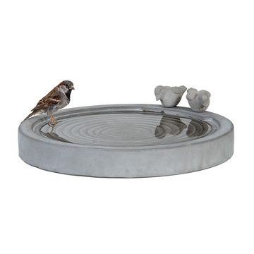 esschert design Vogeltränke, Beton Vogeltränke XL Ø39 x 9 cm Vogelbad mit Vogelfiguren