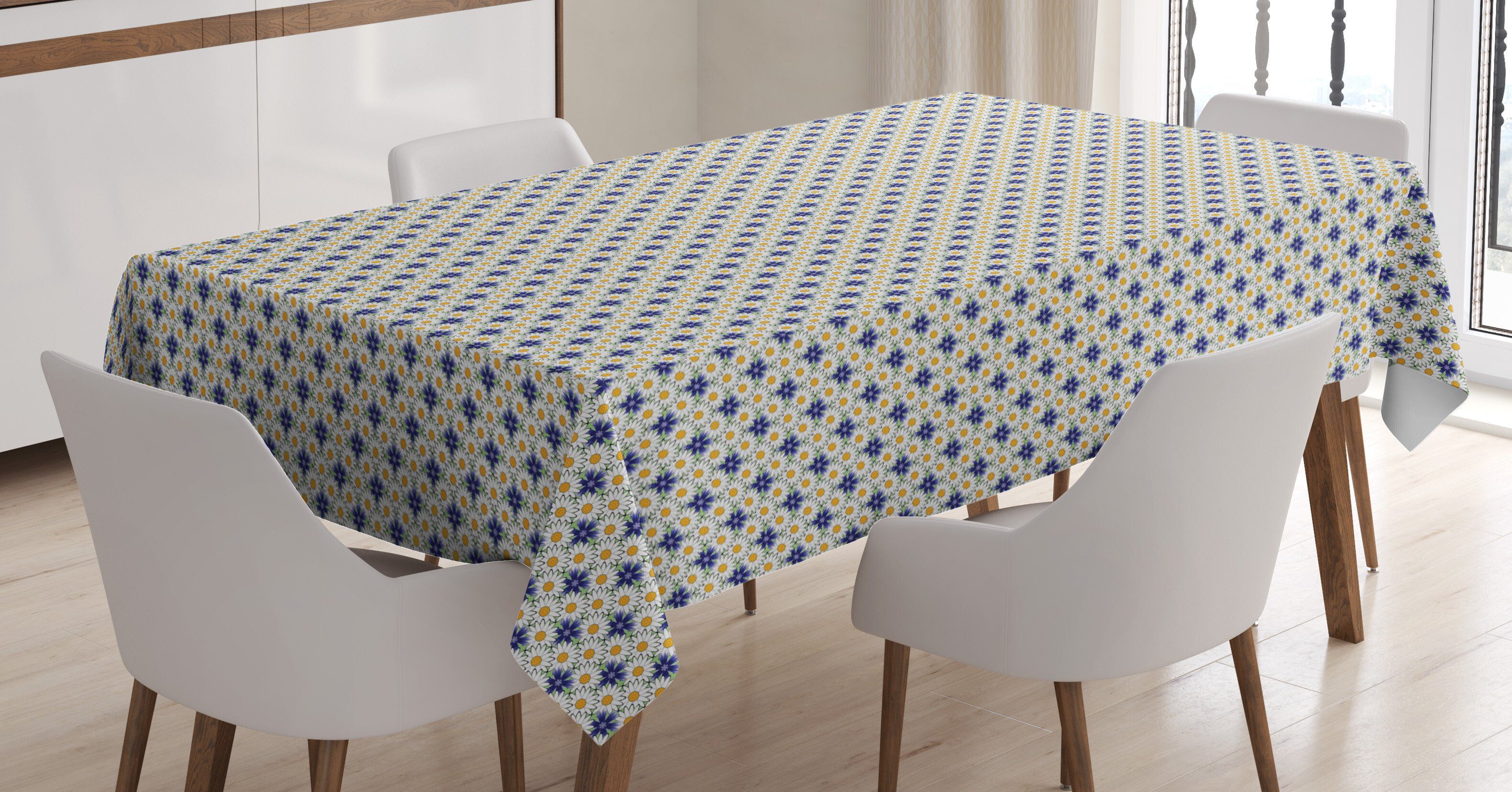 Daisy Für Farben, Waschbar geeignet Blau Klare Außen Weinlese Abstrakt Abakuhaus Tischdecke Gelb Bereich Farbfest den