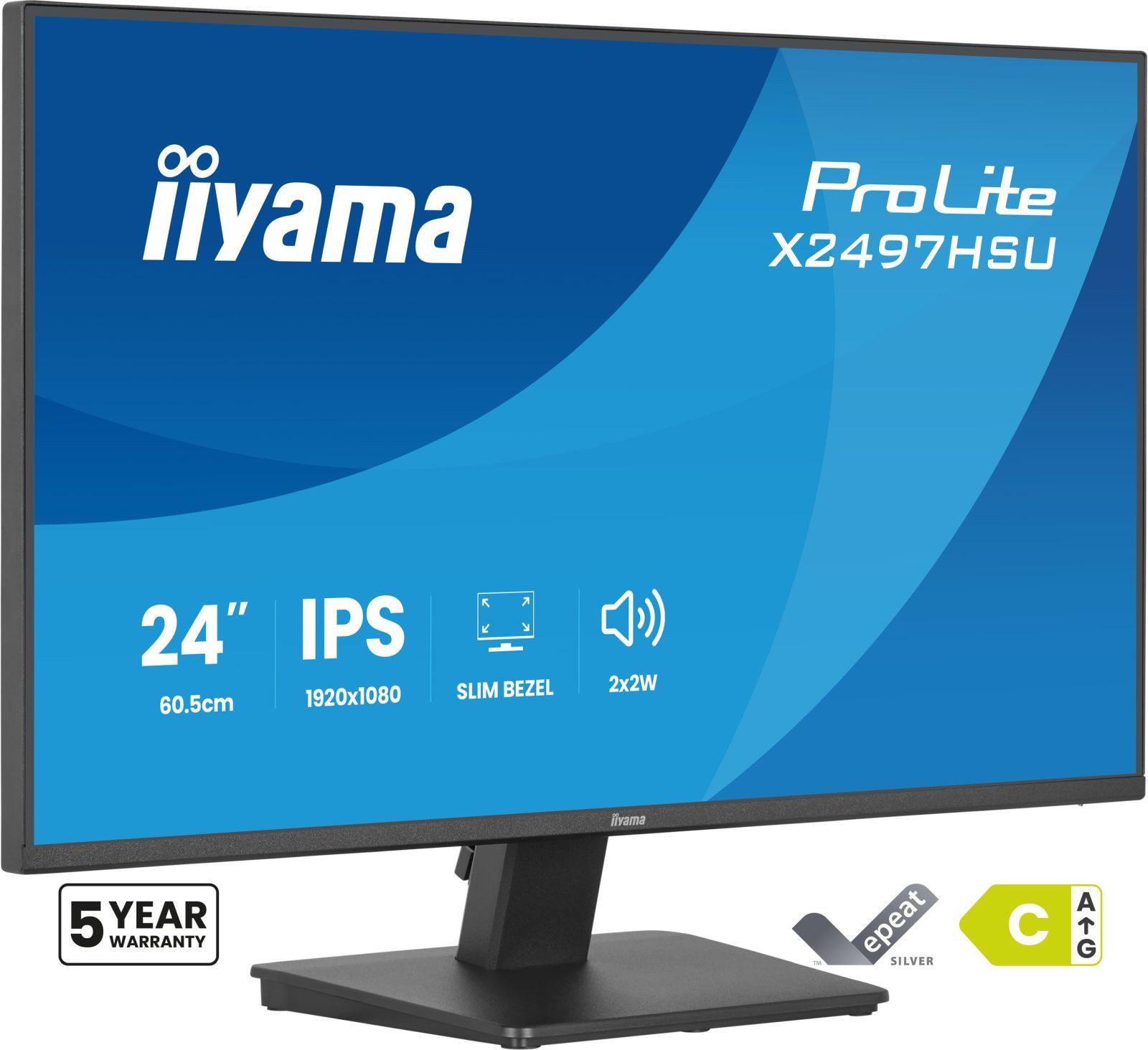 Iiyama X2497HSU-B1 24IN FHD IPS 24IN IPS-PANEL 1920X1080120HZ EY TFT-Monitor (1920 x 1080 px, Full HD, 4 ms Reaktionszeit, 120 Hz, IPS, Adaptive-Sync, Lautsprecher, HDCP, Kopfhörerbuchse)